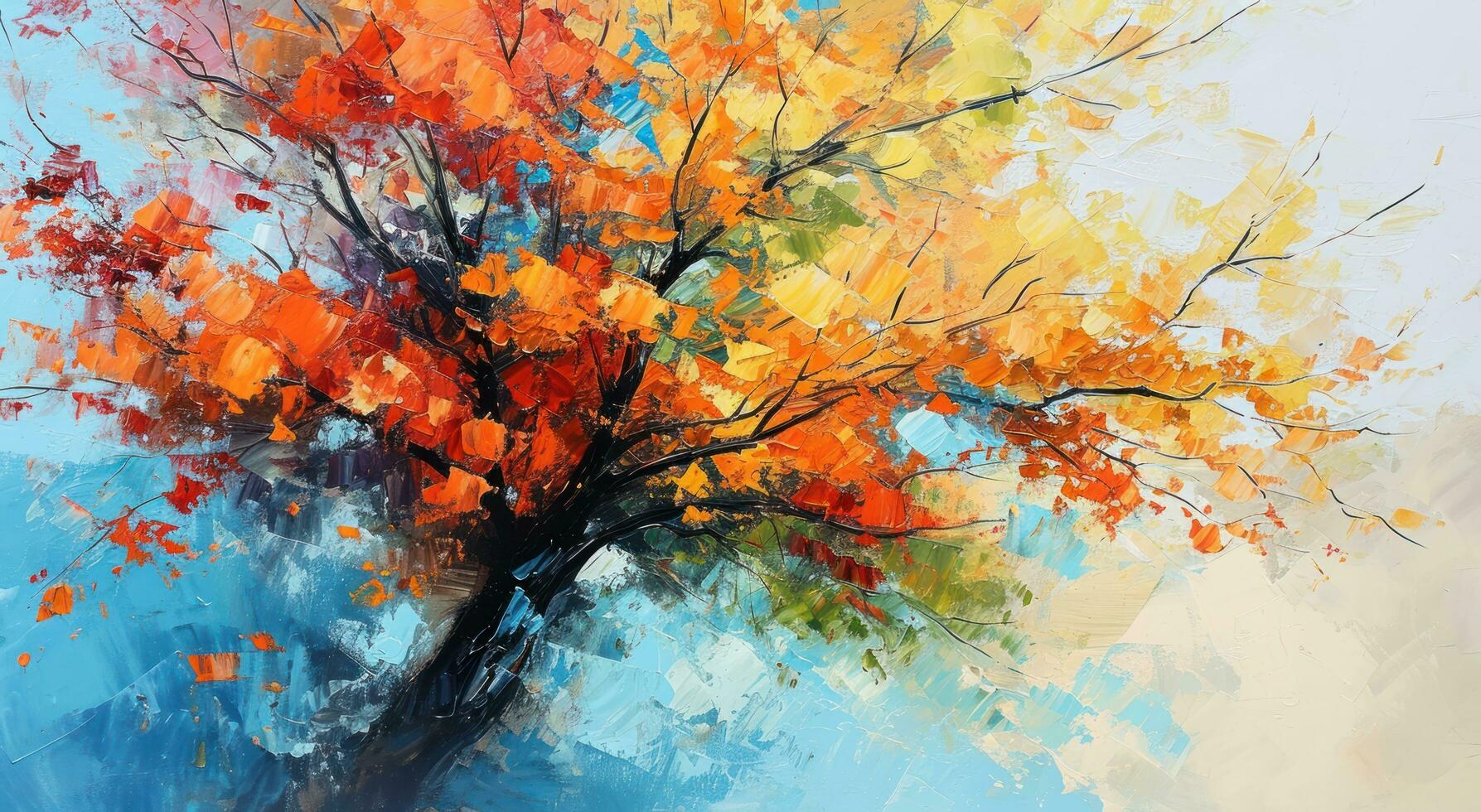 AI generated a painting of a colorful leaf tree photo