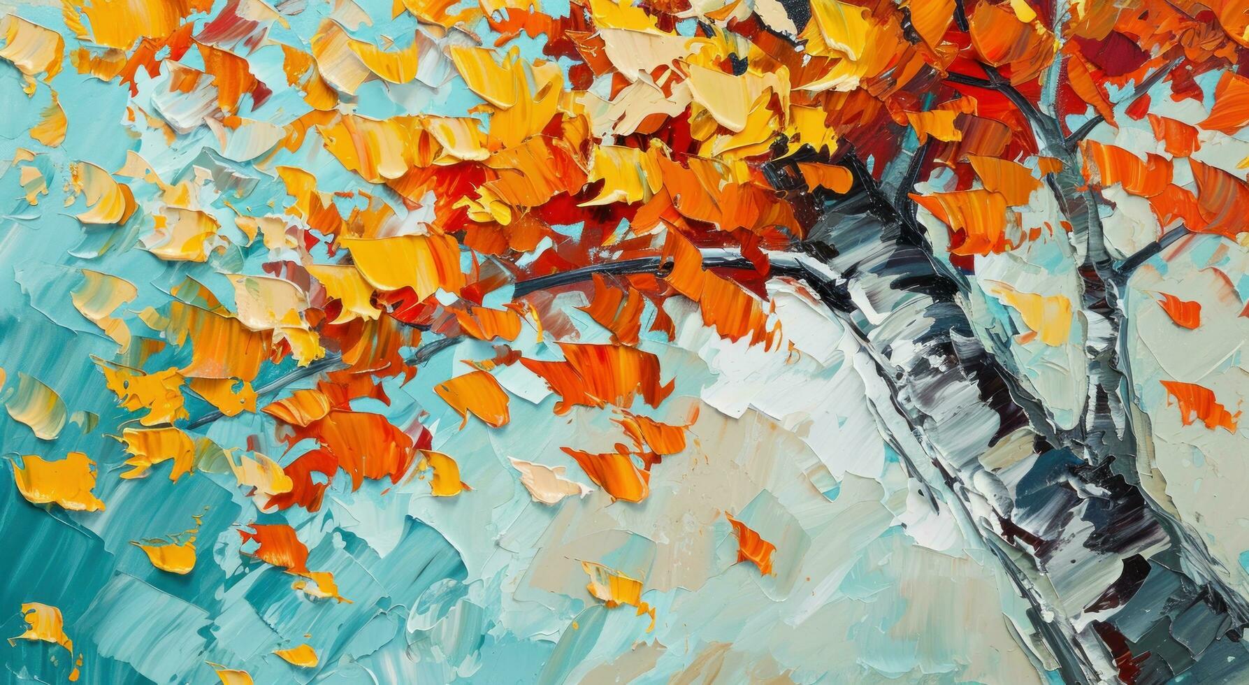 AI generated a painting of a colorful leaf tree photo