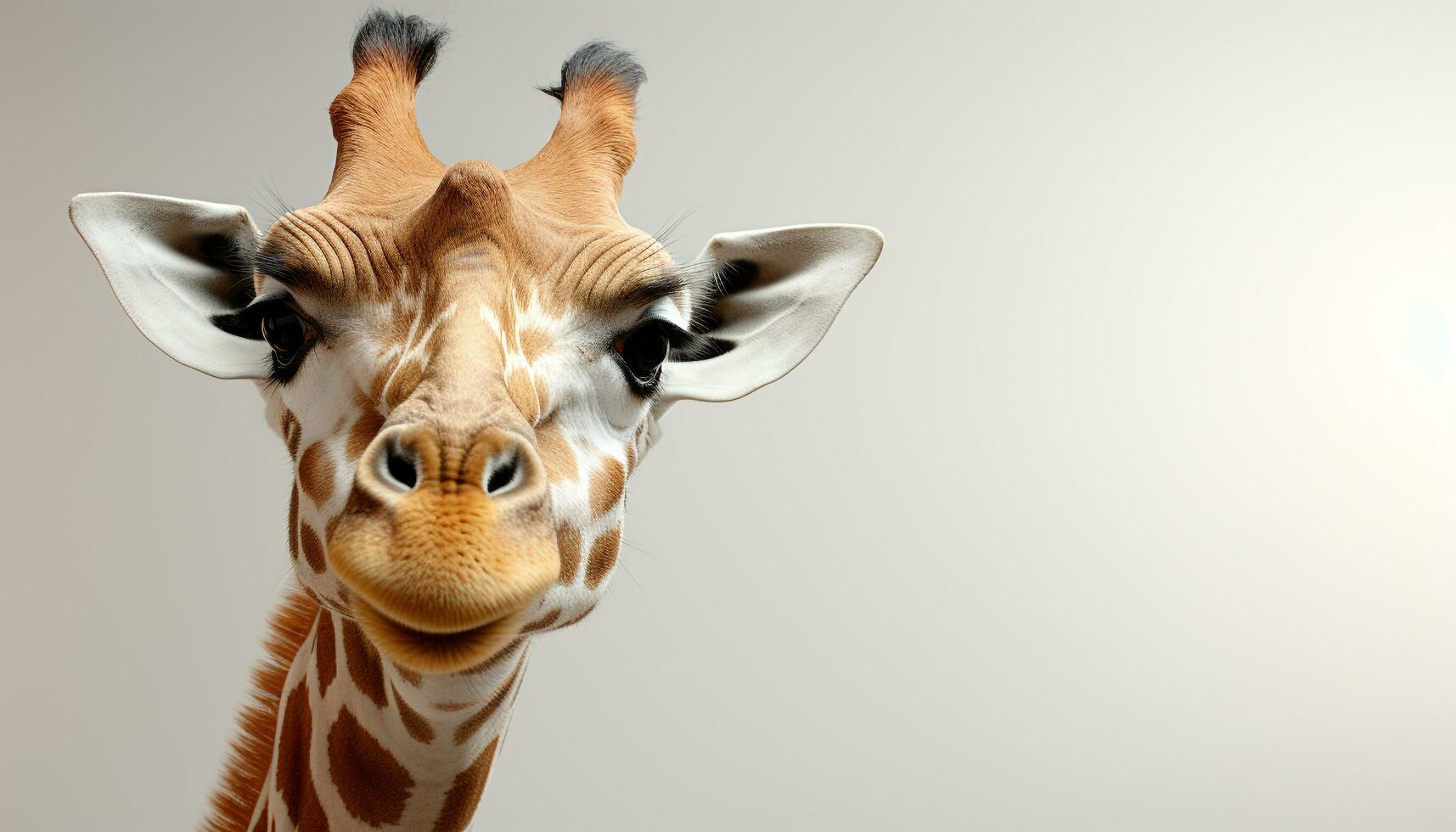 AI generated Close up portrait of a cute giraffe looking at camera generated by AI photo