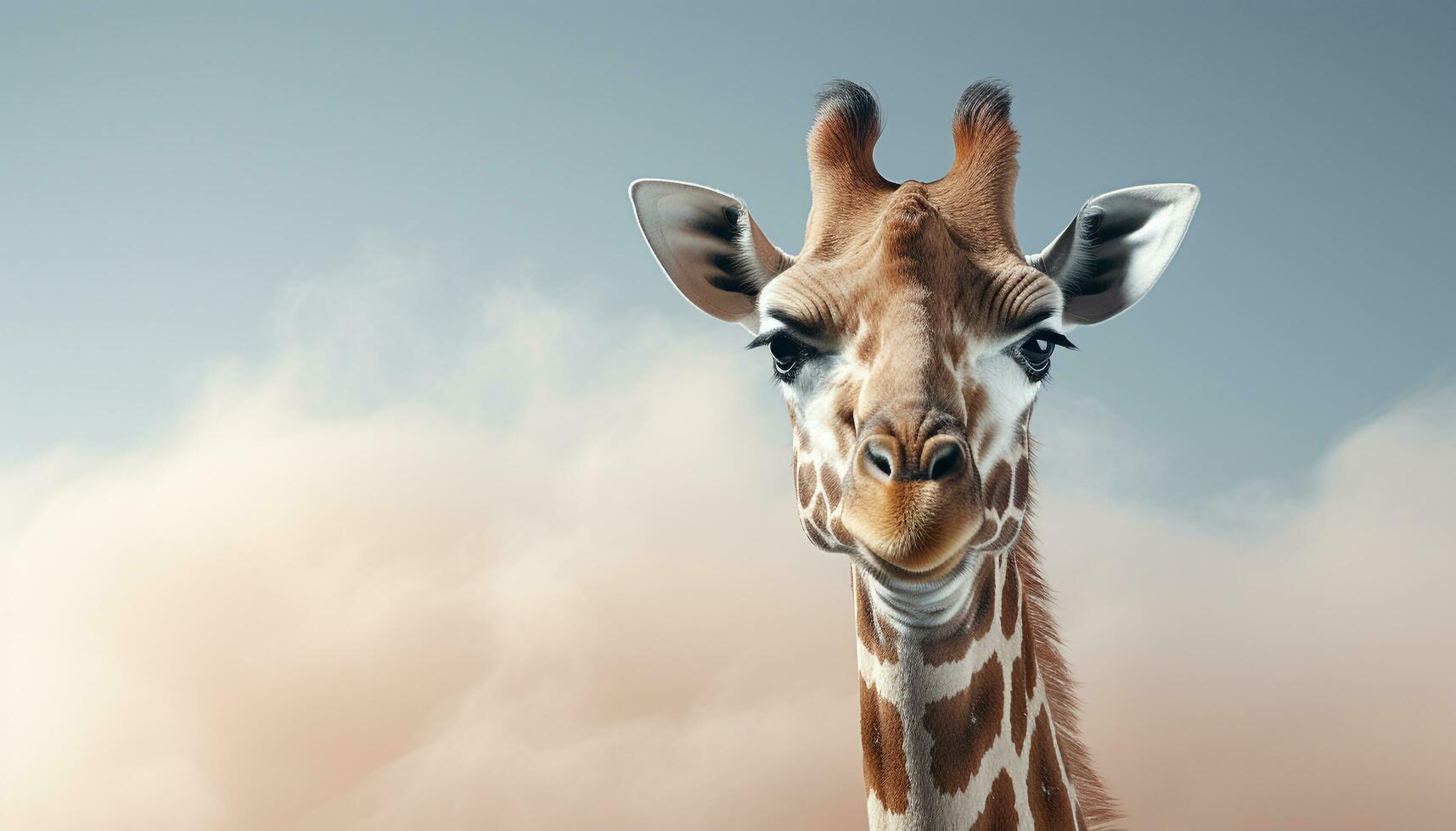 AI generated Cute giraffe standing in the grass, looking at the camera generated by AI photo