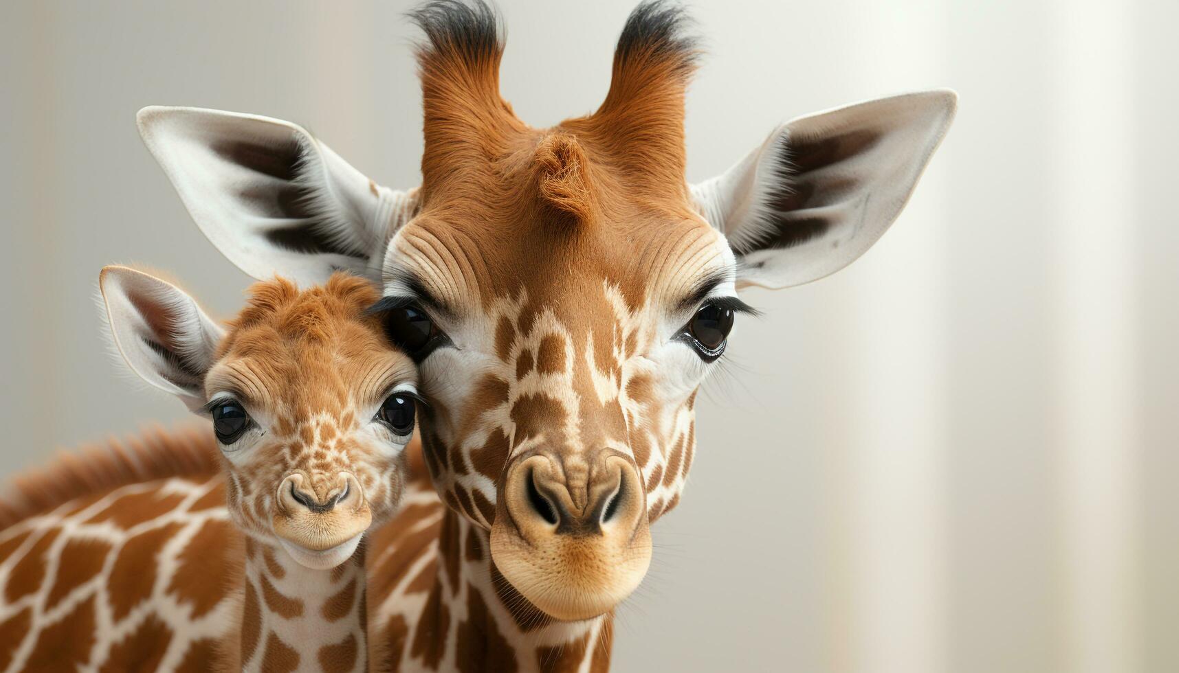 AI generated Cute giraffe looking at camera in African wildlife reserve generated by AI photo