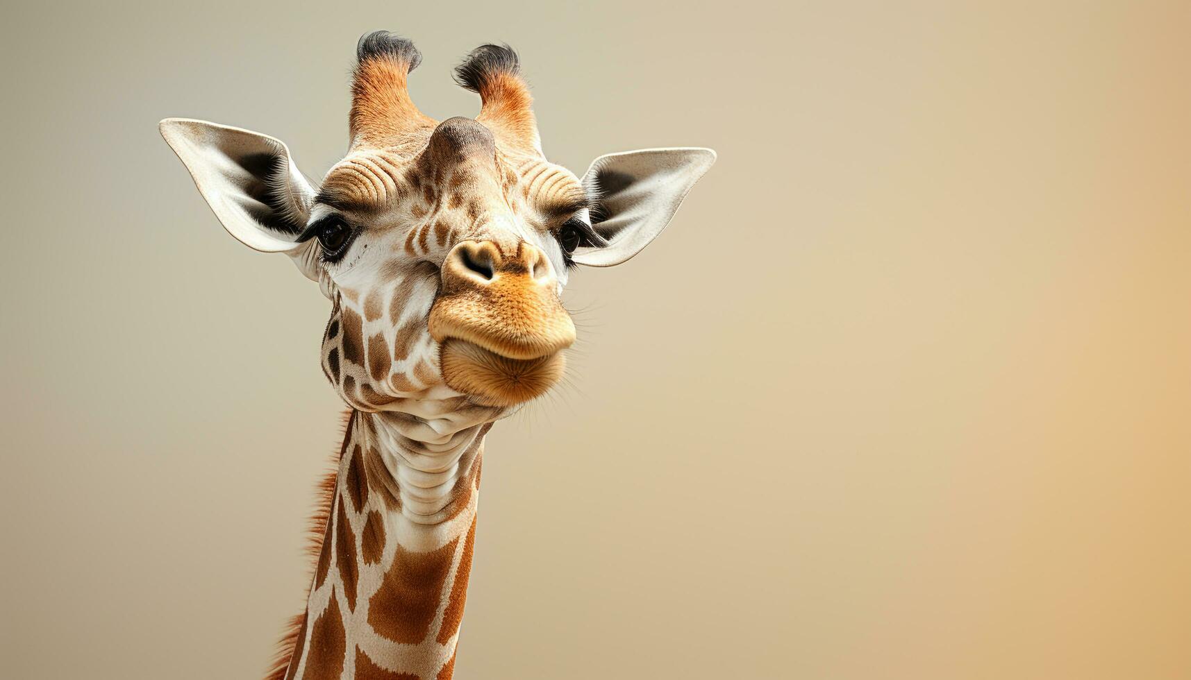 AI generated Giraffe standing tall, looking cute, in African wilderness generated by AI photo