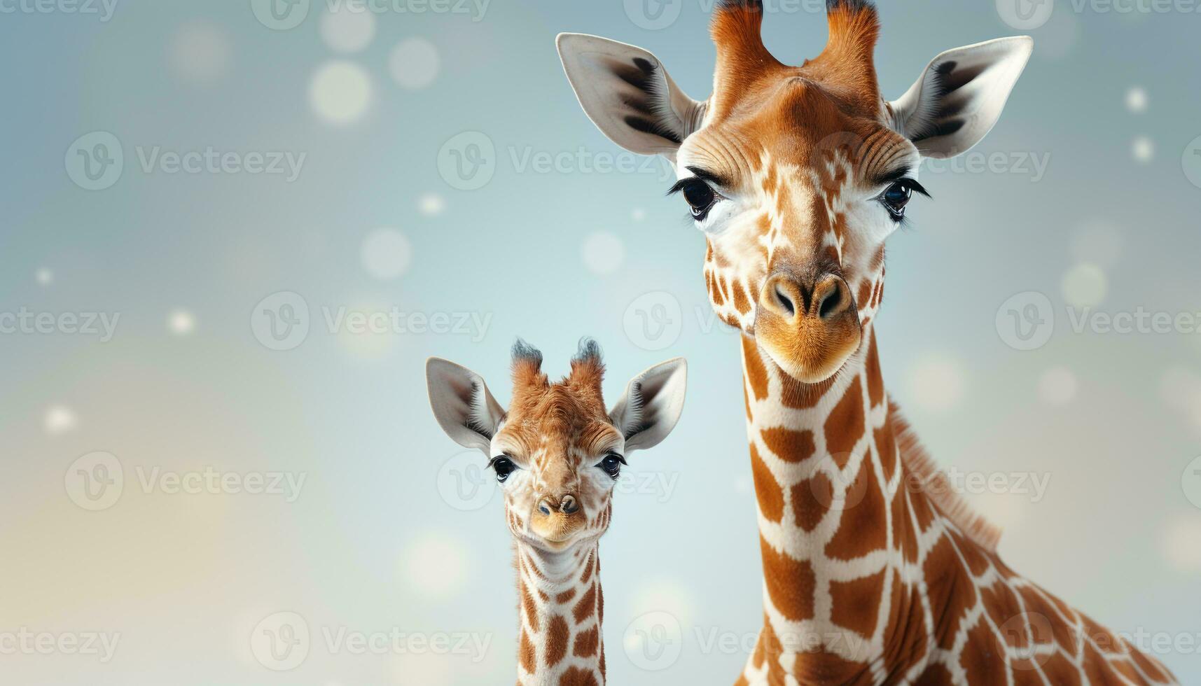 AI generated Cute giraffe smiling, looking at camera in African savannah generated by AI photo