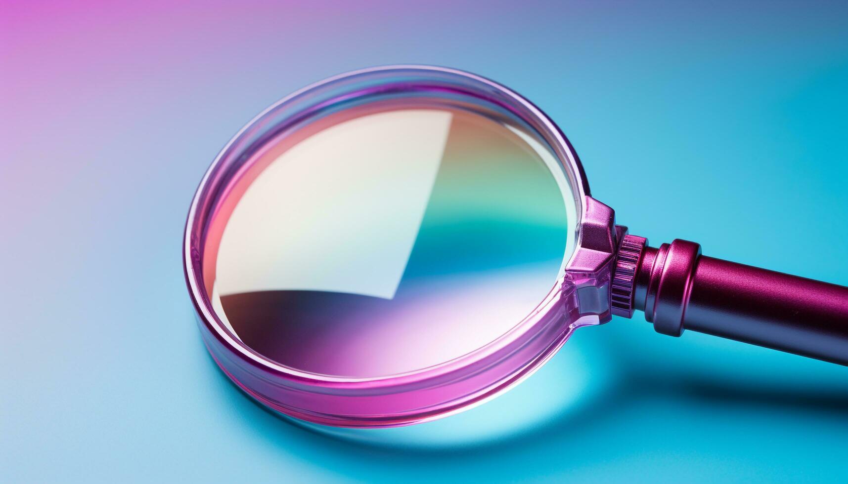 AI generated Searching for ideas, a blue magnifying glass finds success generated by AI photo