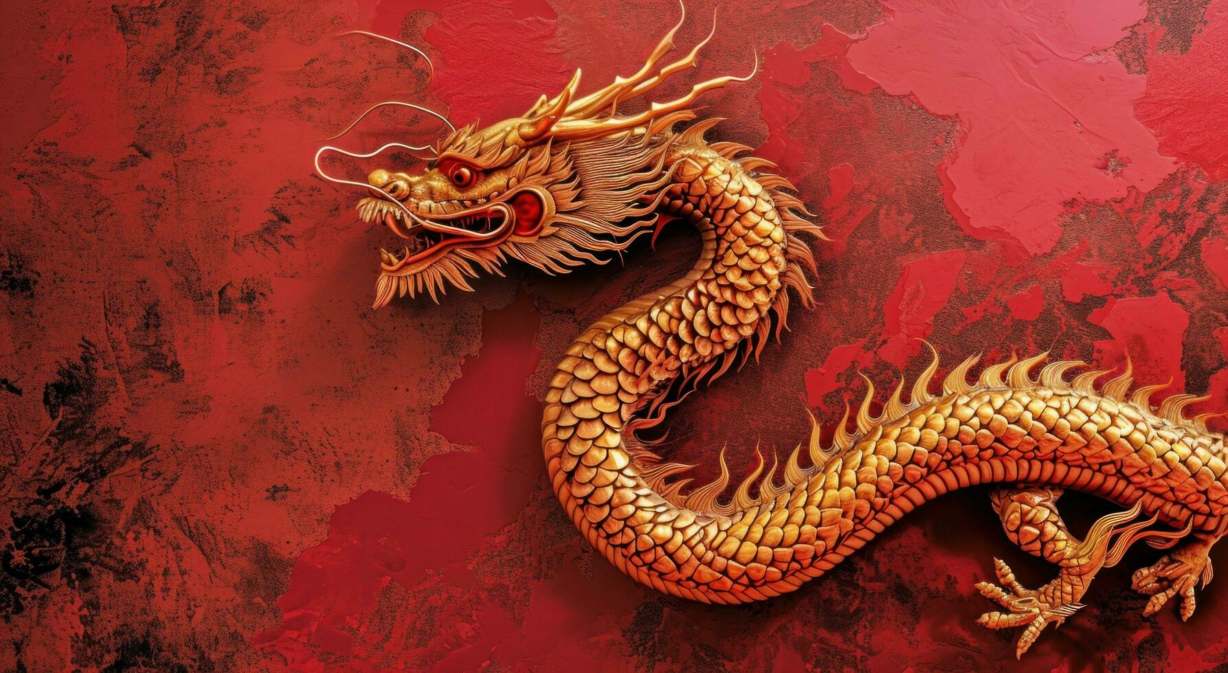 AI generated an chinese dragon is shown on a red background photo