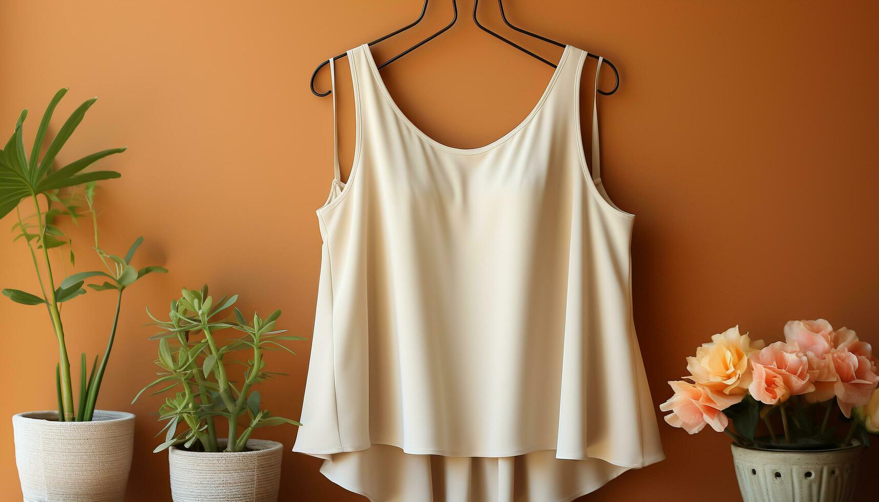 AI generated Elegant women dress, adorned with flower, brings summer indoors generated by AI photo