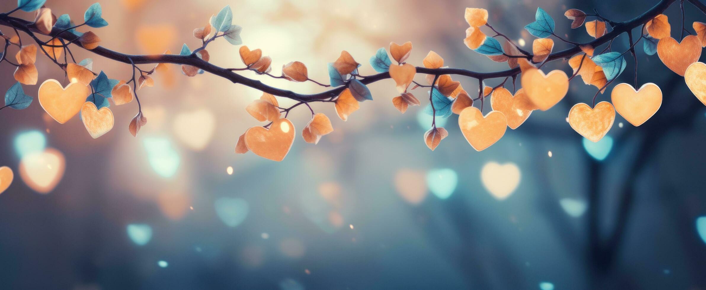 AI generated an image of a branch filled with hearts photo
