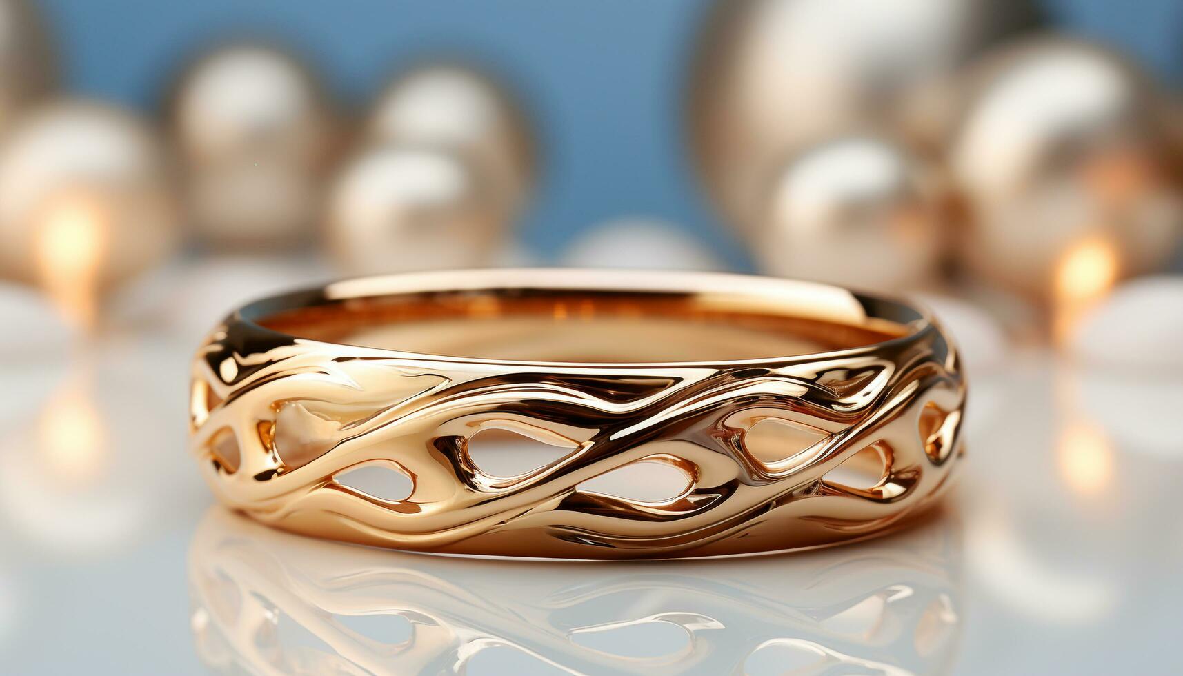 AI generated Shiny gold jewelry, a symbol of love and elegance generated by AI photo