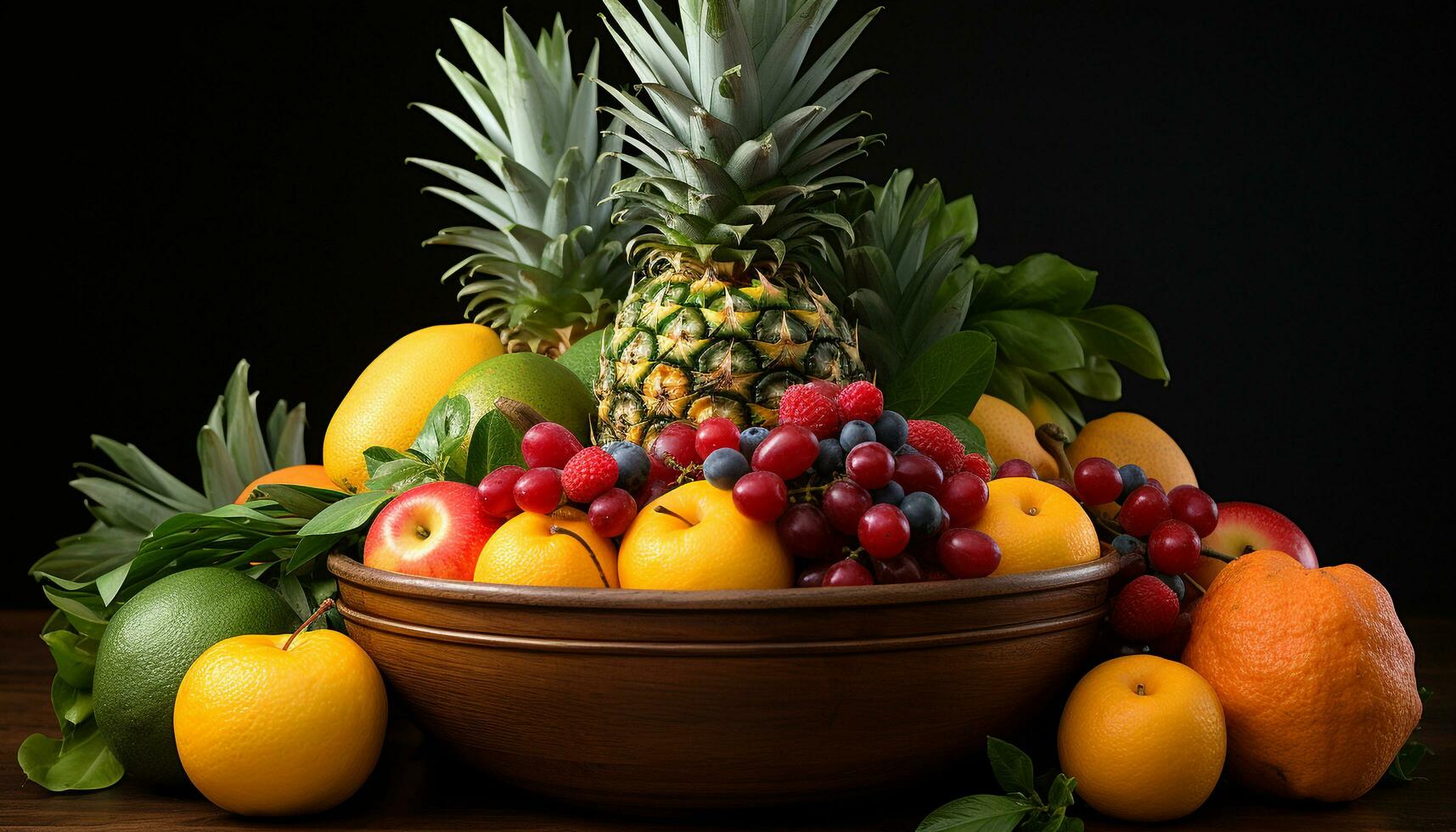 AI generated Freshness of nature bounty juicy, vibrant, and abundant tropical fruits generated by AI photo