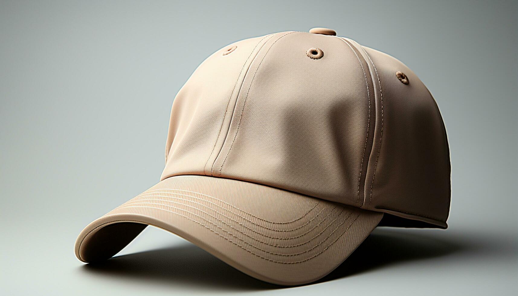 AI generated Fashionable baseball cap design on clean gray background generated by AI photo