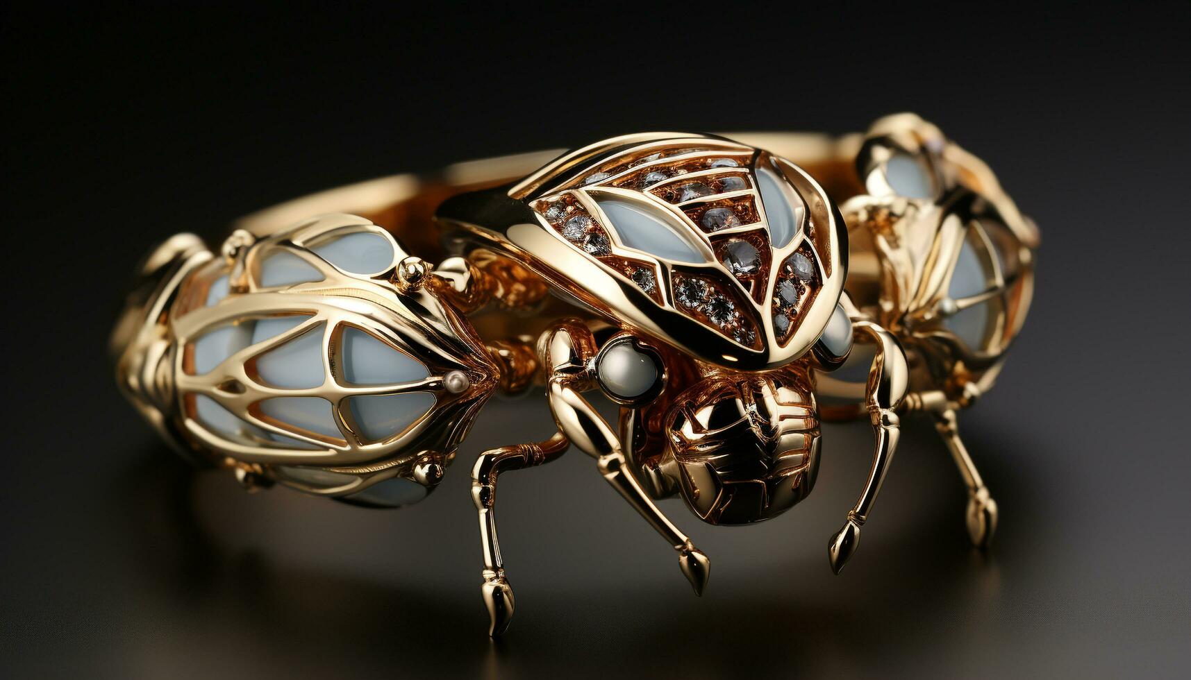 AI generated Shiny gold insect brooch, a small precious gem of elegance generated by AI photo