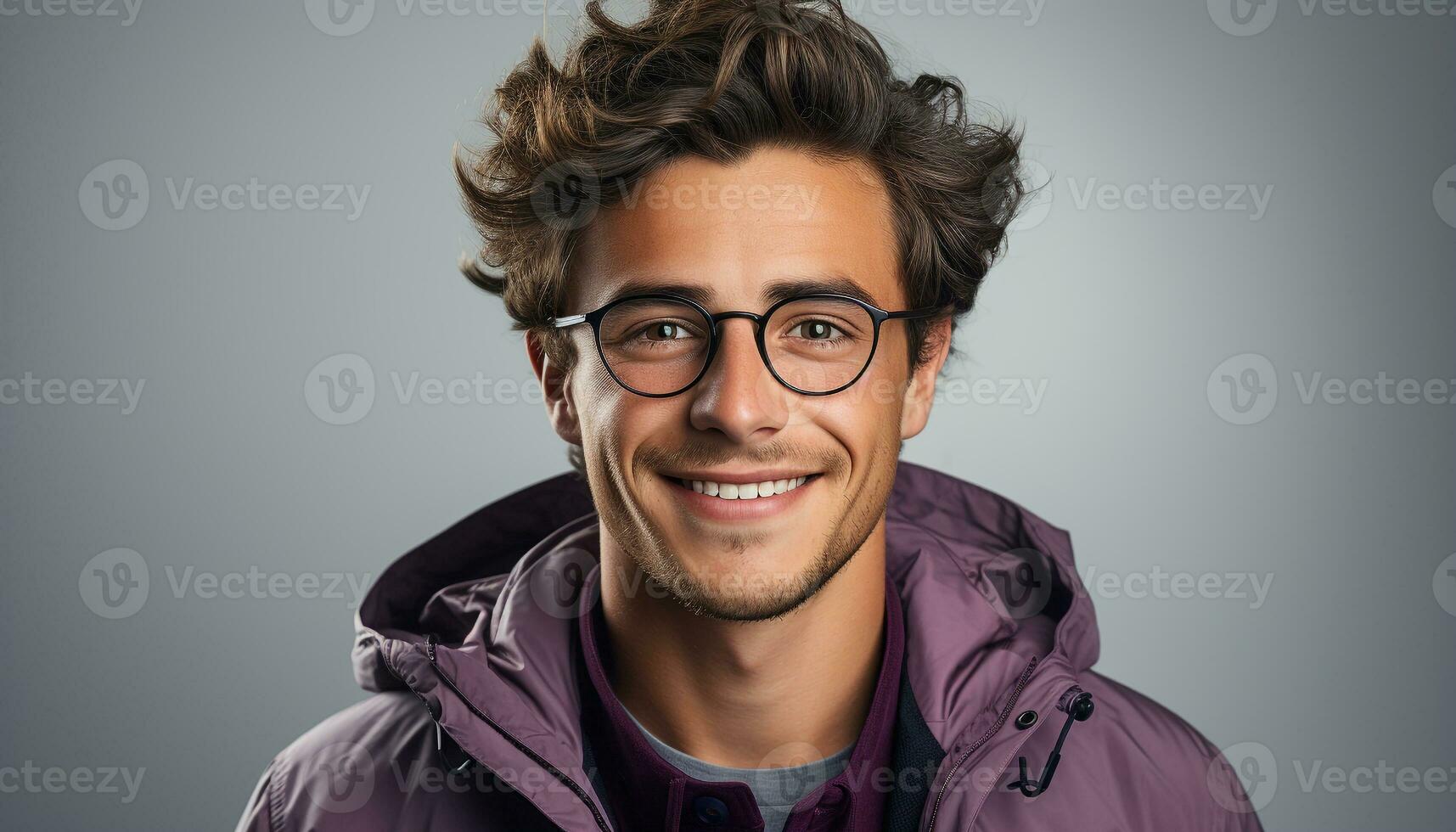 AI generated One young man with a confident smile, looking at camera generated by AI photo
