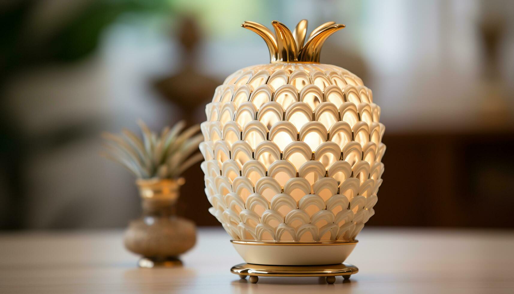 AI generated Elegant vase with fresh pineapple, a nature inspired decoration generated by AI photo