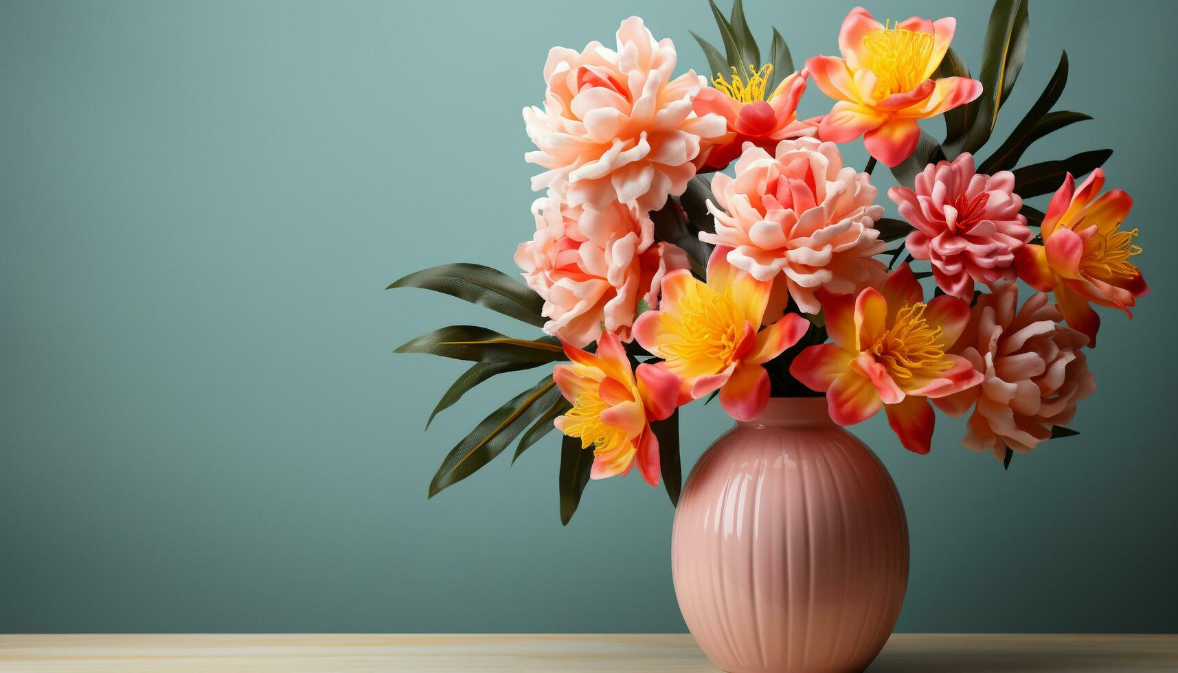 AI generated Freshness of summer blooms in a colorful bouquet of flowers generated by AI photo