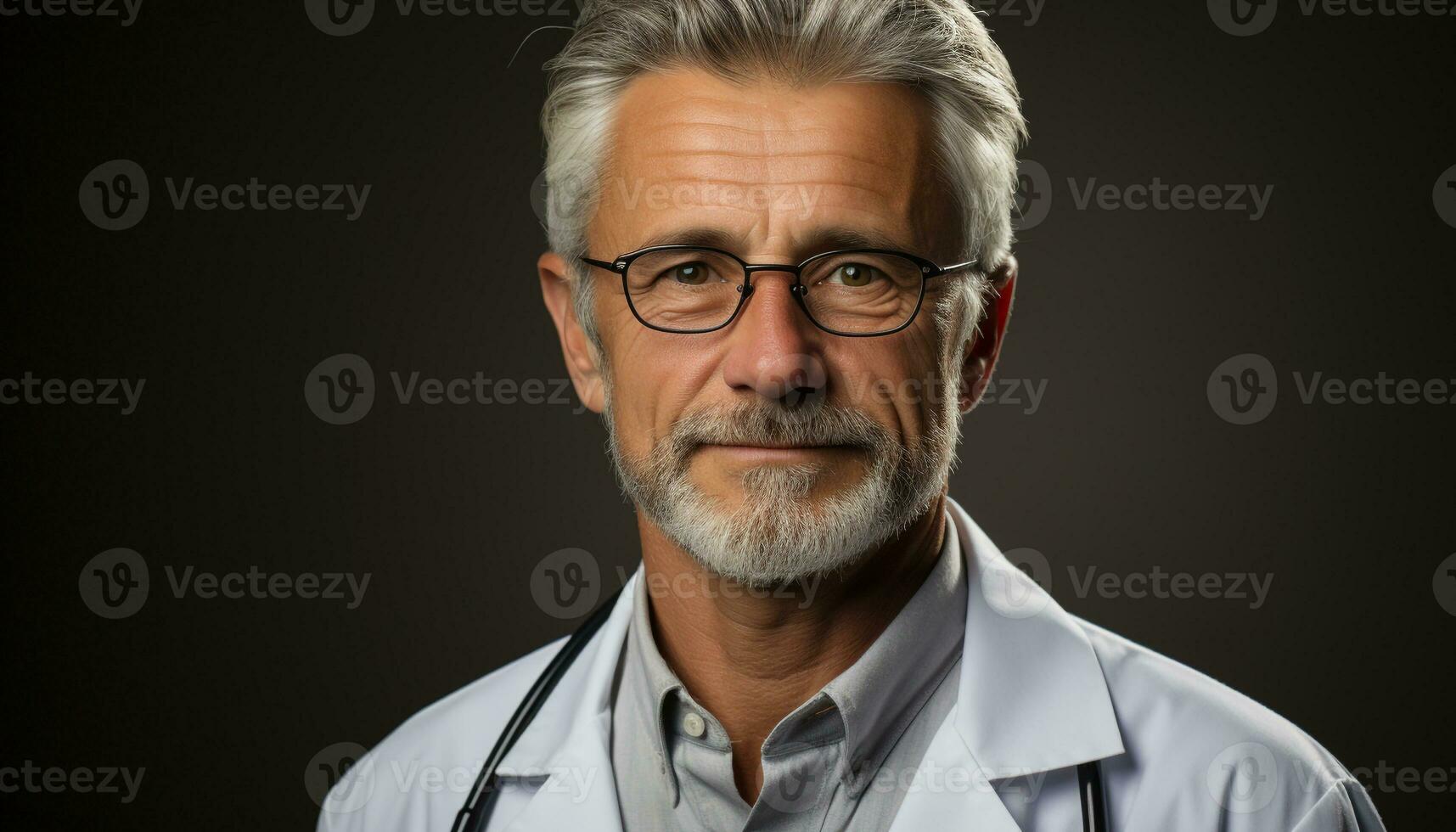 AI generated Smiling senior doctor exudes confidence in close up headshot generated by AI photo