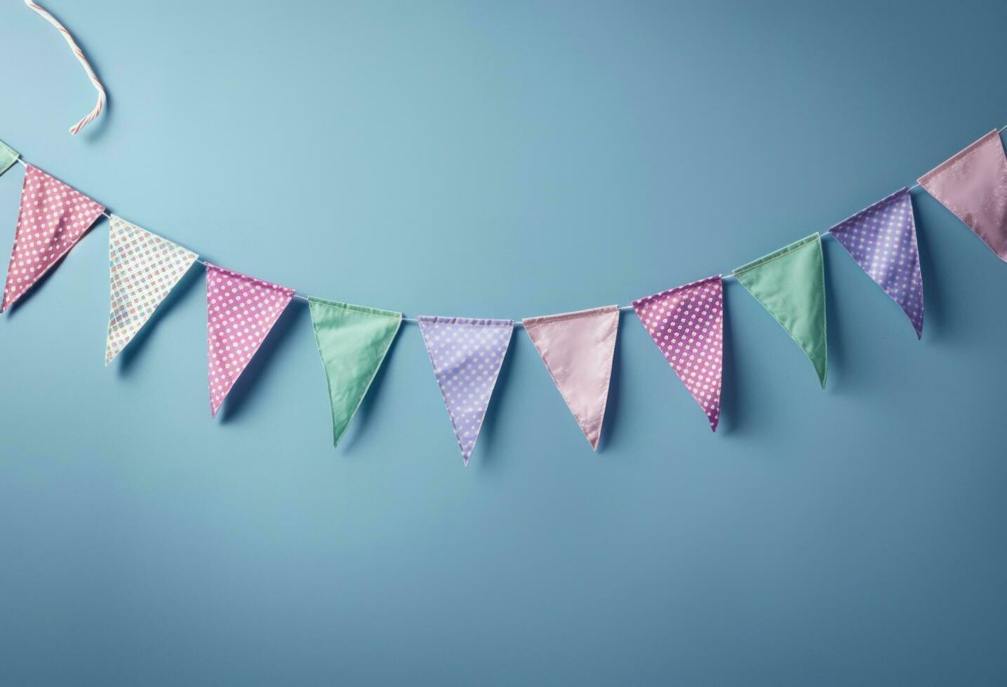 AI generated colorful bunting on blue background photo