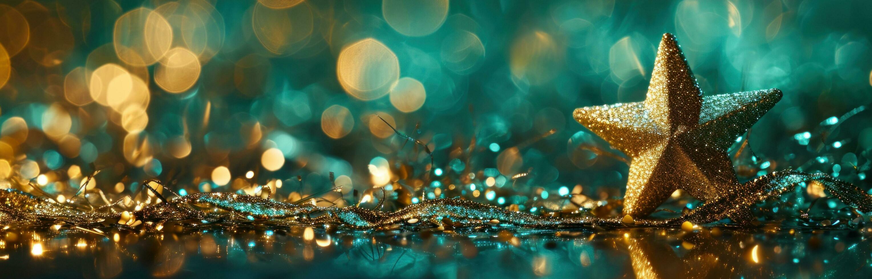 AI generated christmas star with stars on bokeh light photo