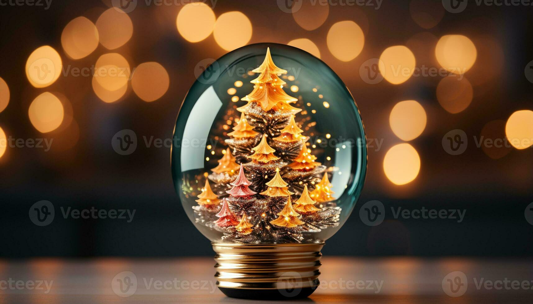 AI generated Bright winter celebration glowing Christmas lights illuminate decorated tree generated by AI photo