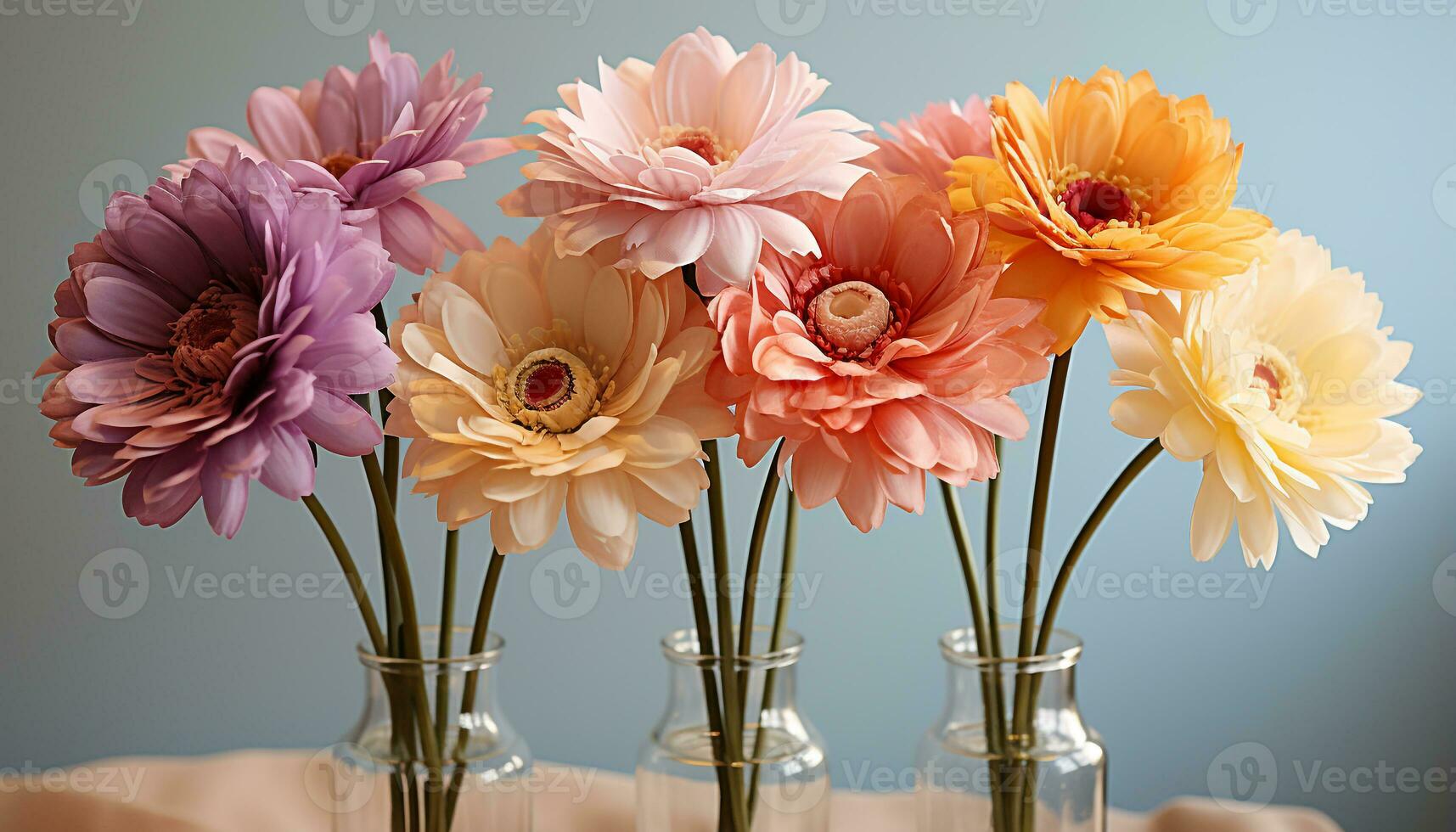 AI generated A fresh bouquet of multi colored flowers brings nature beauty generated by AI photo