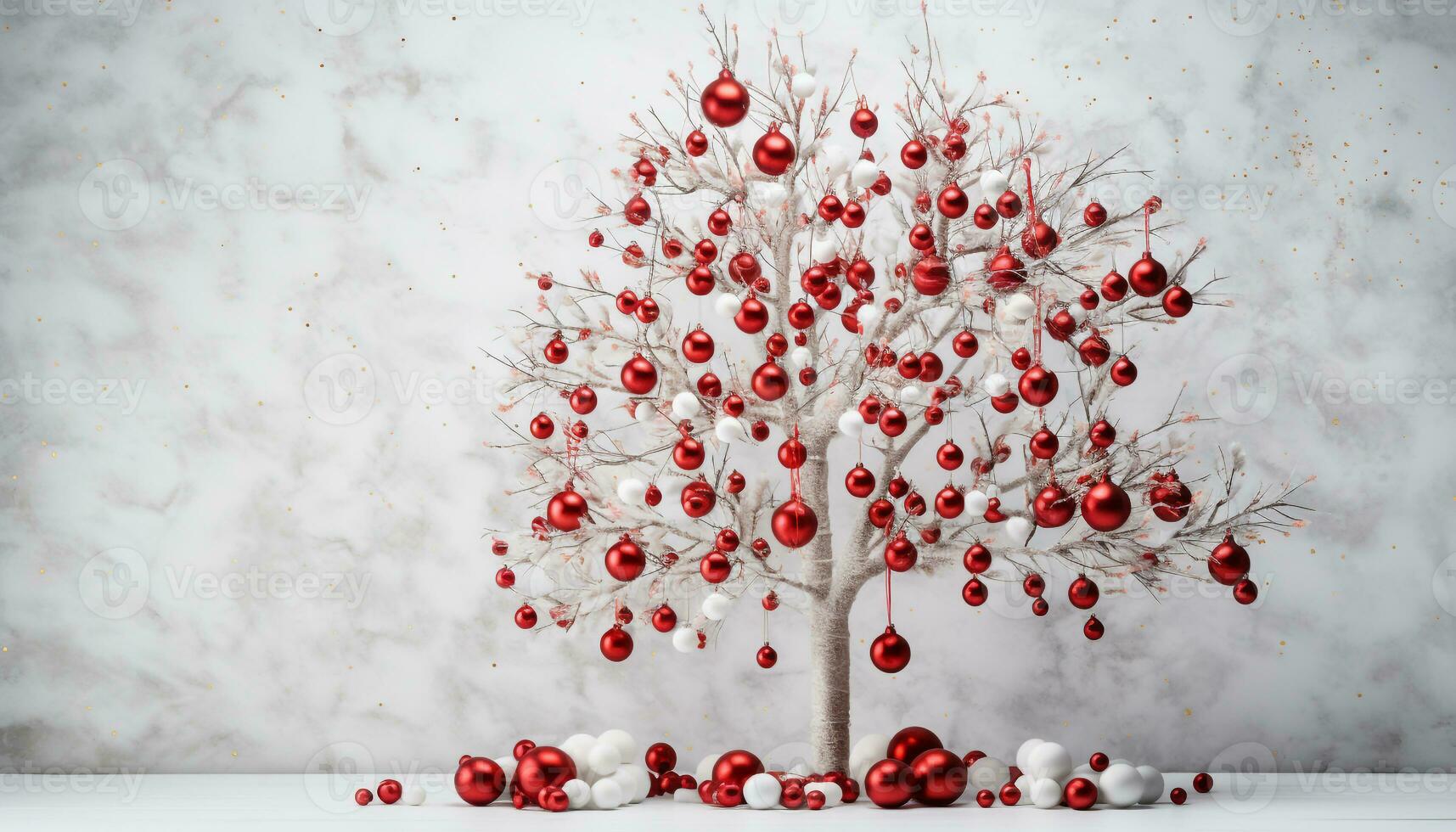 AI generated Snow covered tree in winter forest, nature celebration of snowflake ornament generated by AI photo
