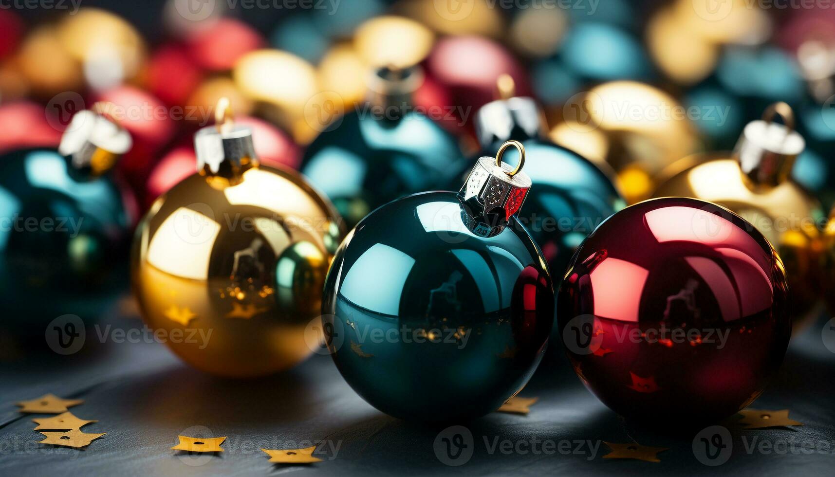 AI generated Bright, shiny Christmas ornament brings joy to the celebration generated by AI photo