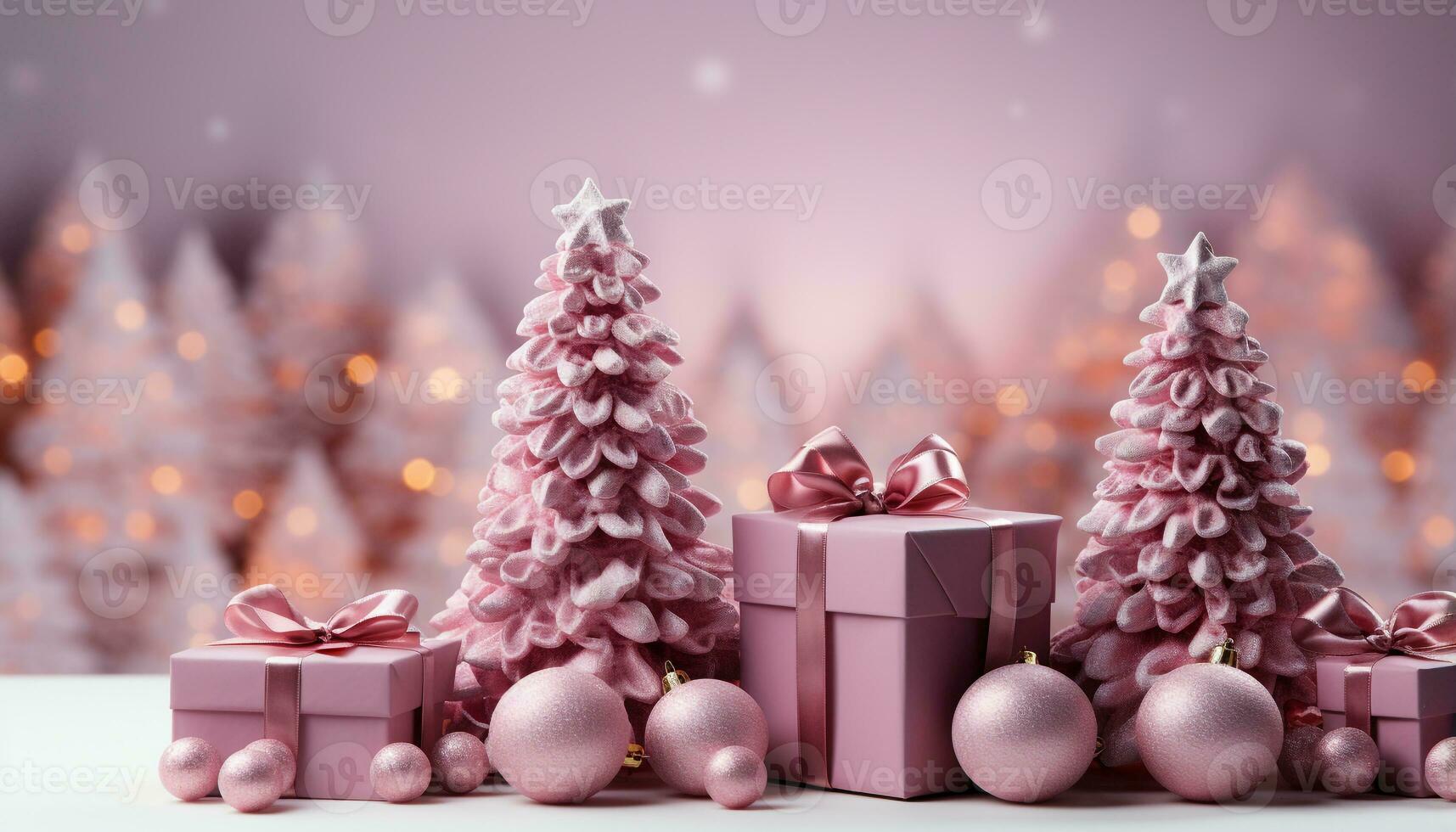 AI generated Christmas tree decoration brings joy and love in winter season generated by AI photo