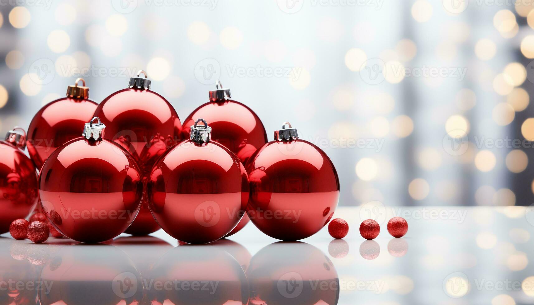 AI generated Shiny Christmas ornament reflects joy and celebration in winter generated by AI photo
