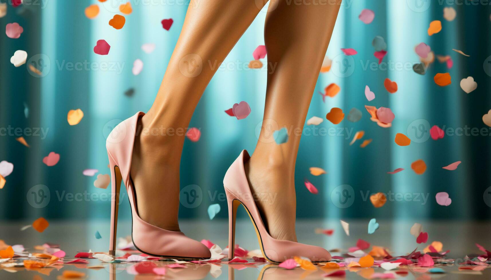 AI generated Young women in high heels exude elegance and sensuality generated by AI photo
