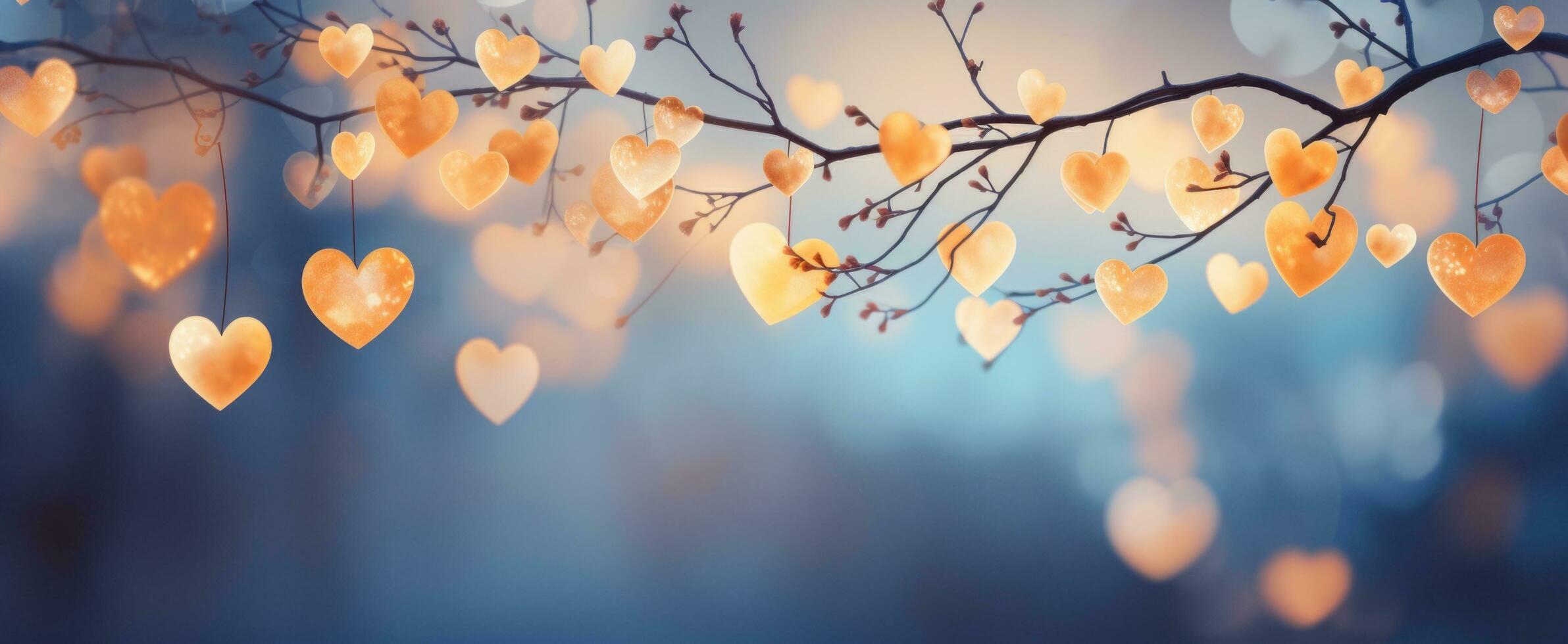 AI generated an image of a branch filled with hearts photo