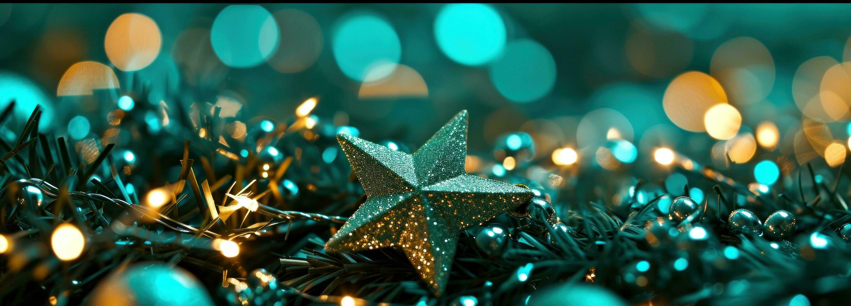 AI generated bokeh background with gold star and shiny rings photo