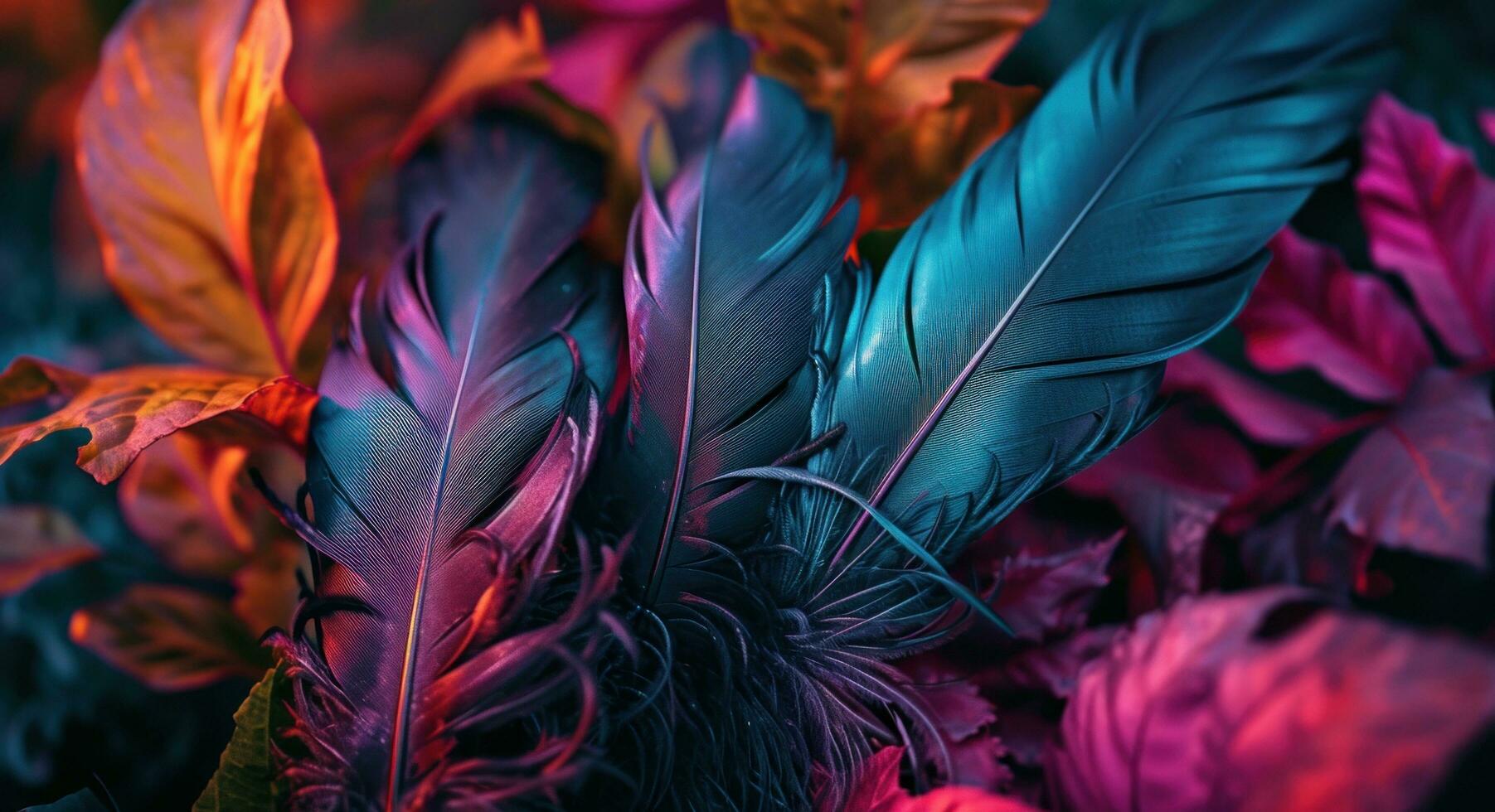 AI generated blackhaired feathers wallpaper, photo