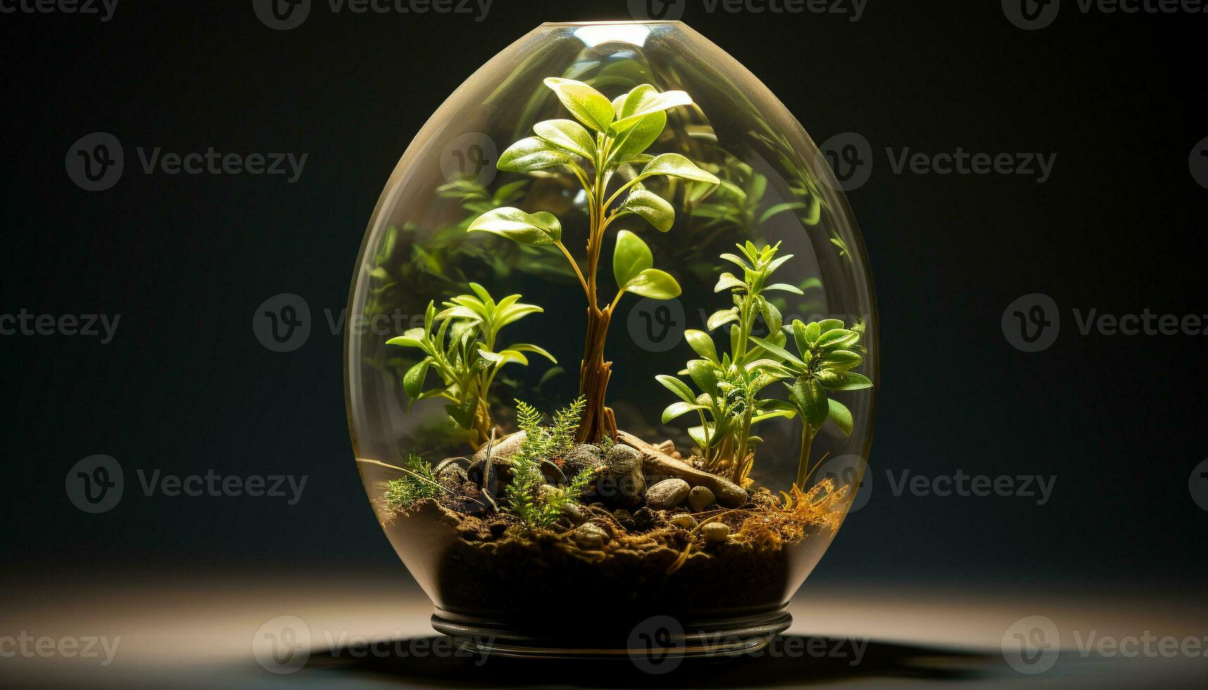 AI generated New life grows in glass vase, symbolizing nature fragility generated by AI photo