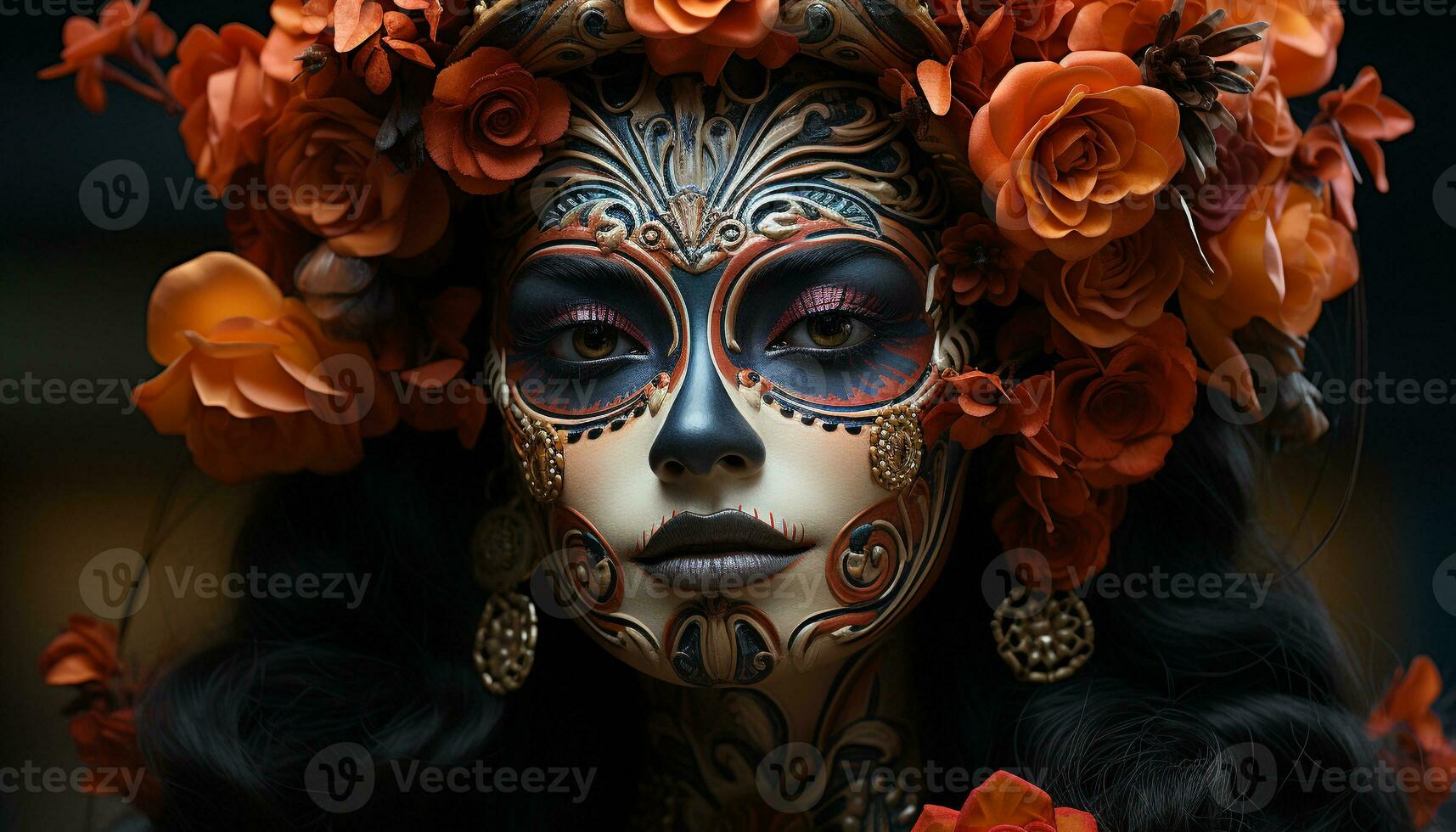 AI generated One woman, beauty, elegance, sensuality, glamour, creativity, luxury, mystery generated by AI photo