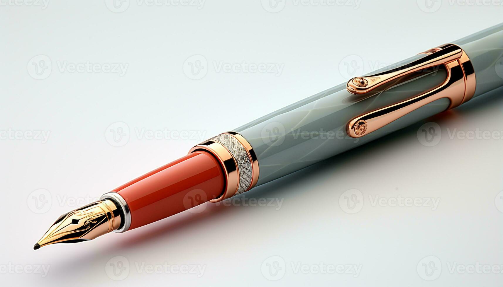 AI generated Signature on document elegant gold fountain pen on white background generated by AI photo