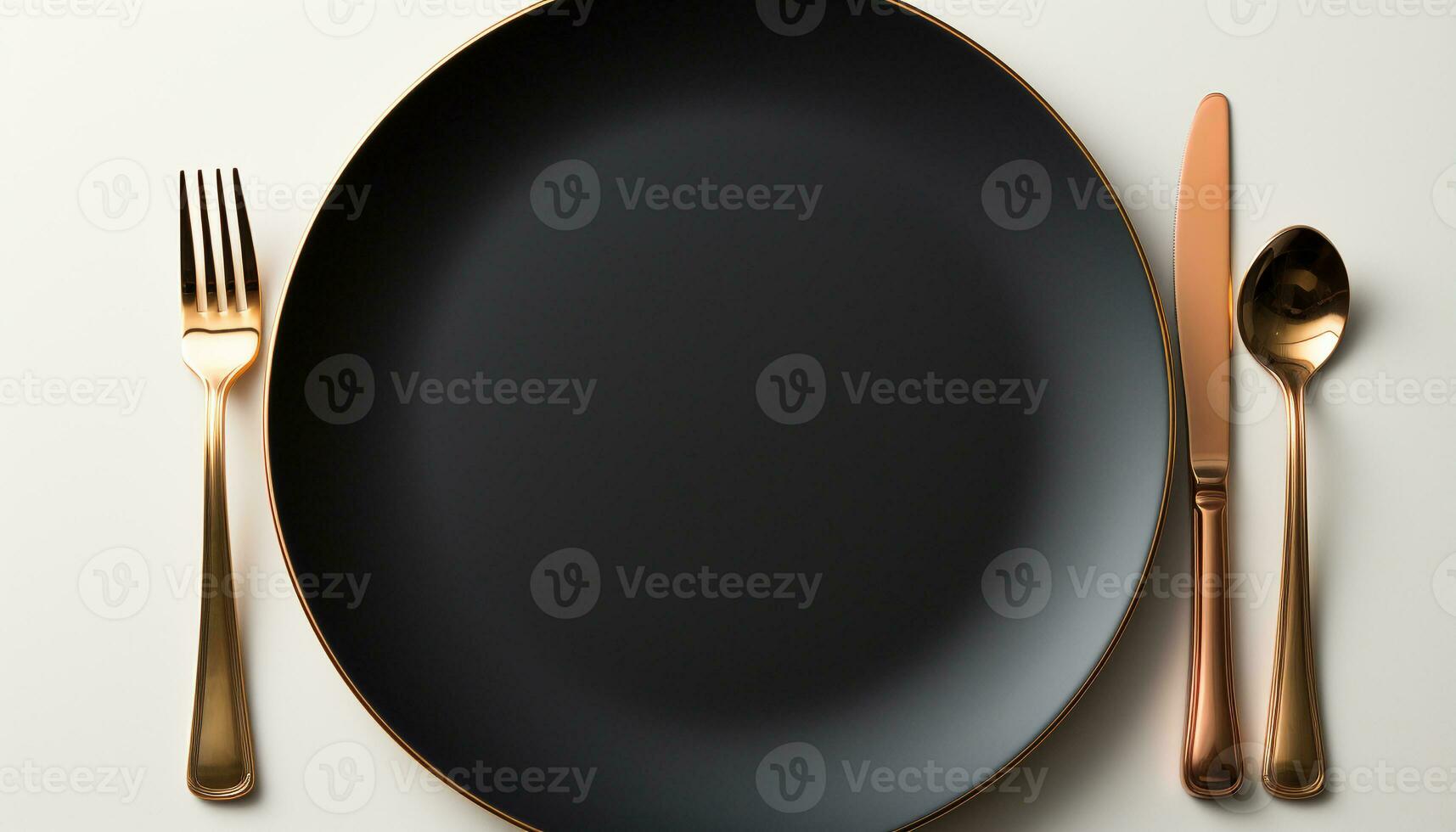 AI generated Empty plate with silverware on a clean white background generated by AI photo