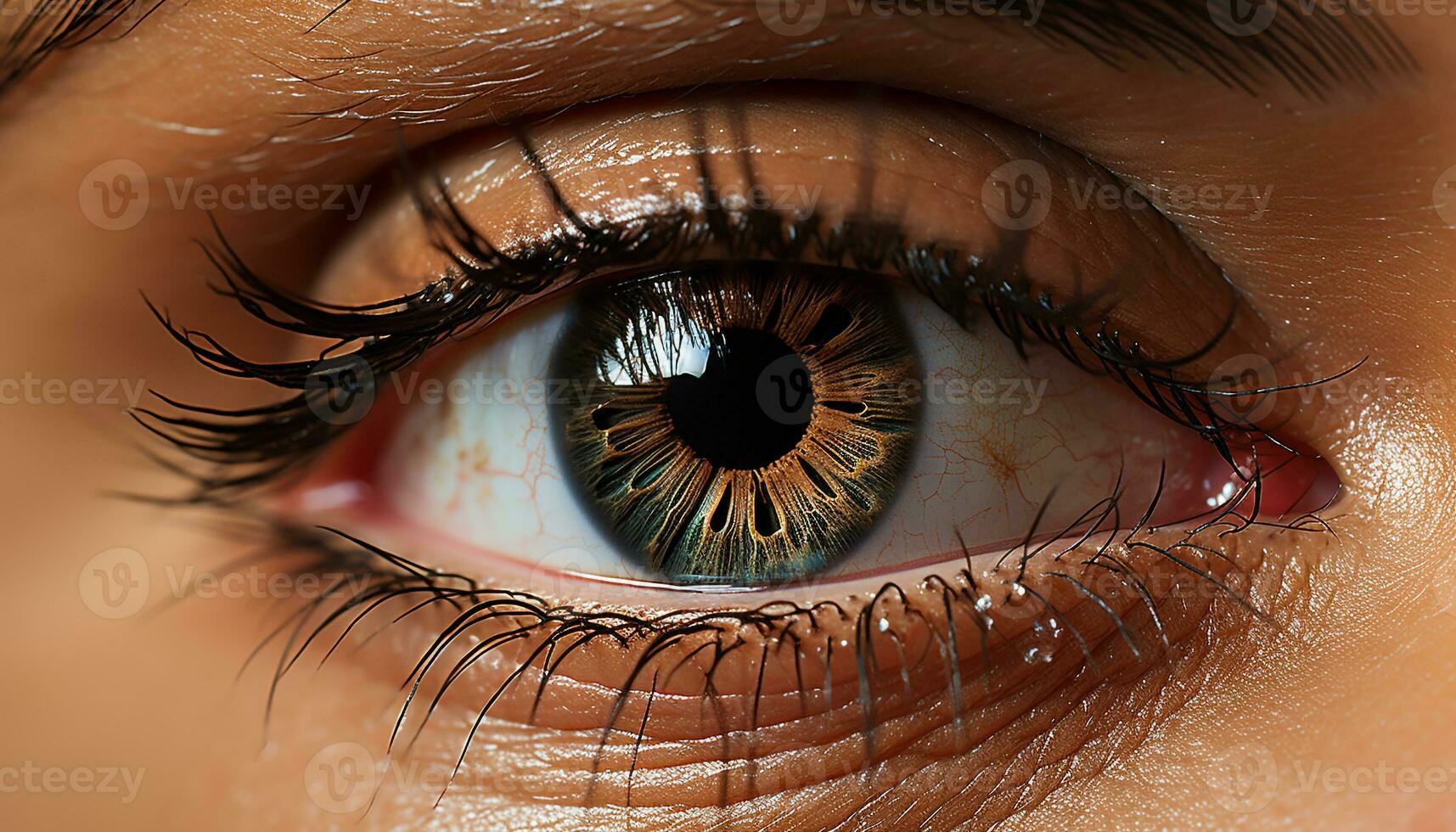 AI generated Close up of a woman eye, staring into the camera generated by AI photo