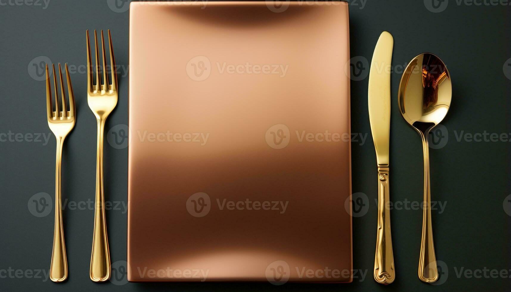 AI generated Shiny silverware on a clean, modern table elegant dining generated by AI photo