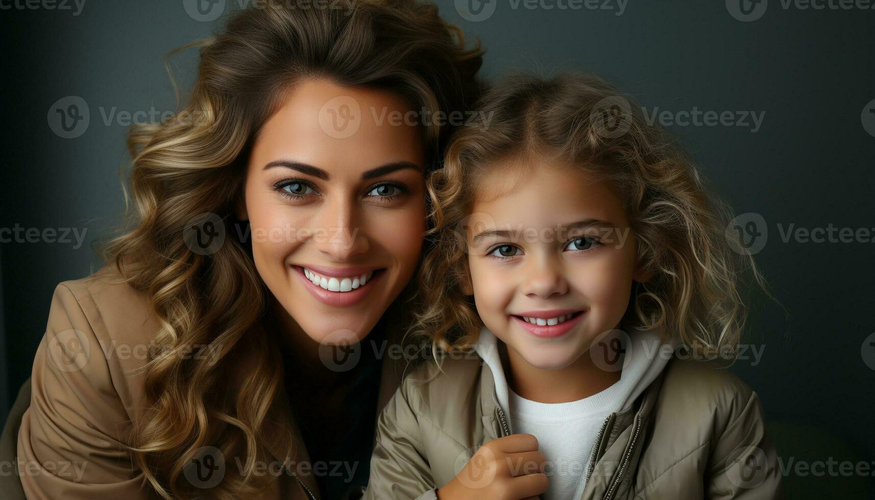 AI generated Smiling family embraces, radiating love and happiness, in studio shot generated by AI photo