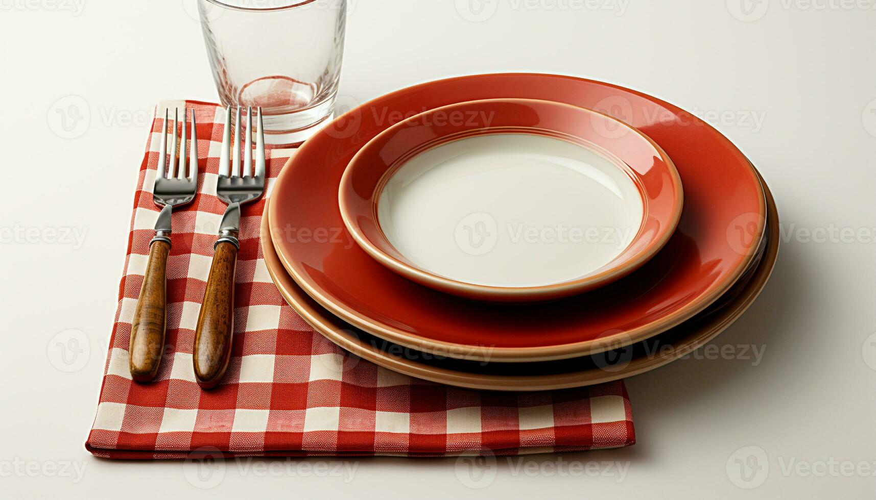 AI generated Fresh food on clean crockery, table set for a meal generated by AI photo