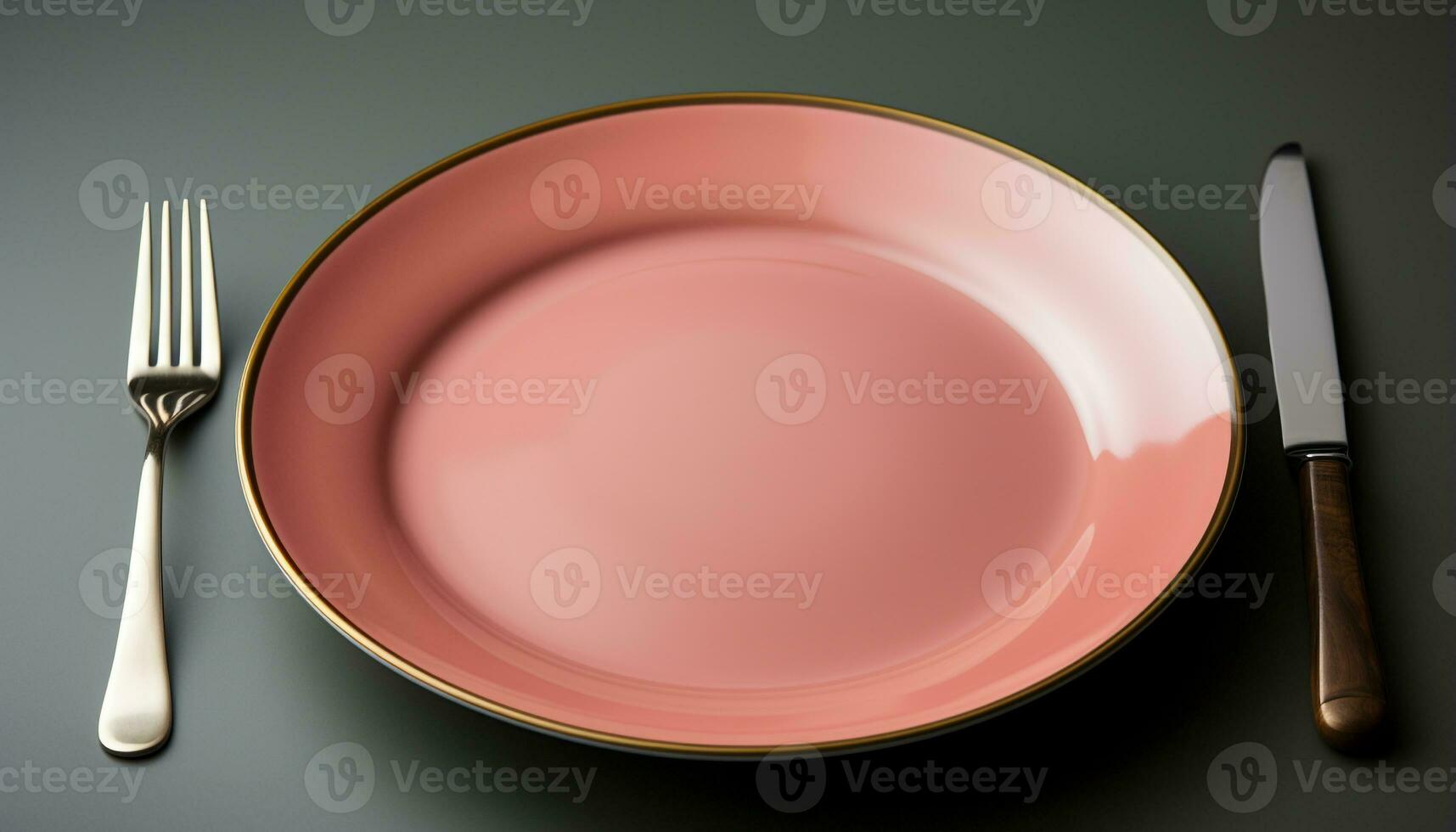 AI generated Empty plate, shiny silverware, clean kitchen utensils, stainless steel crockery generated by AI photo