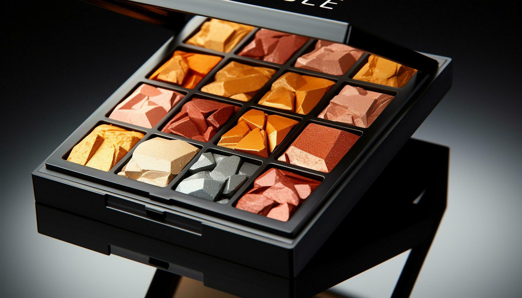 AI generated Vibrant eyeshadow palette a colorful indulgence for creative makeup generated by AI photo
