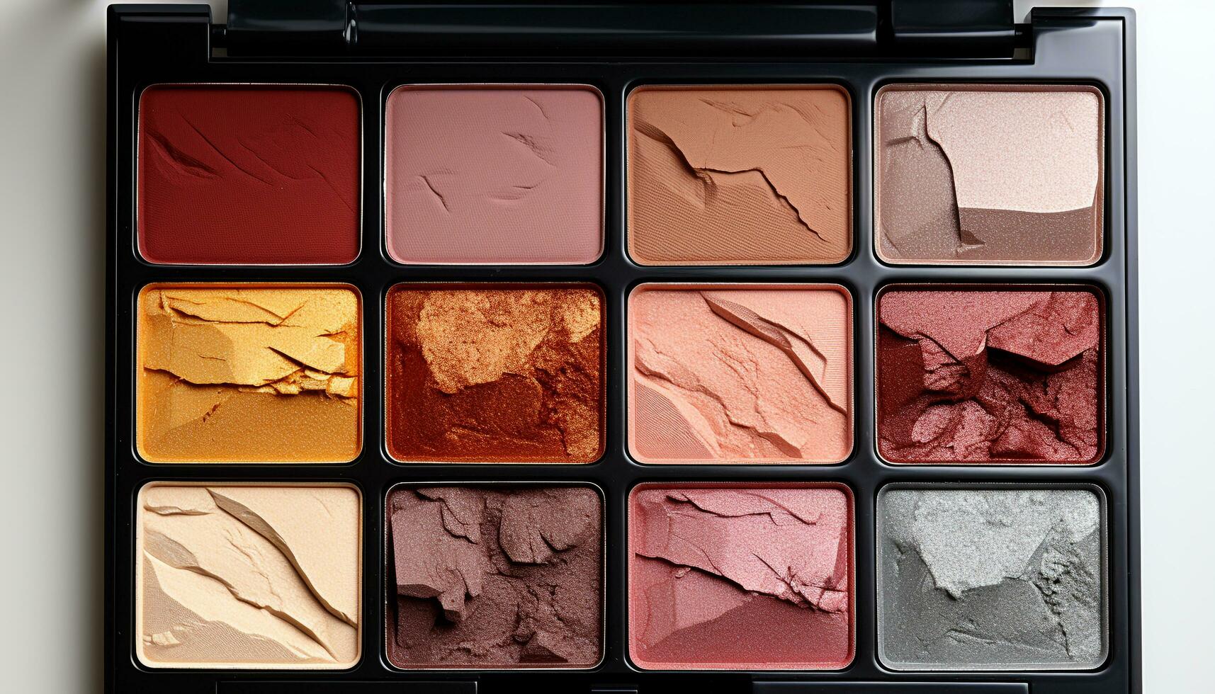 AI generated Multi colored eyeshadow palette, a beauty collection for glamorous make up generated by AI photo