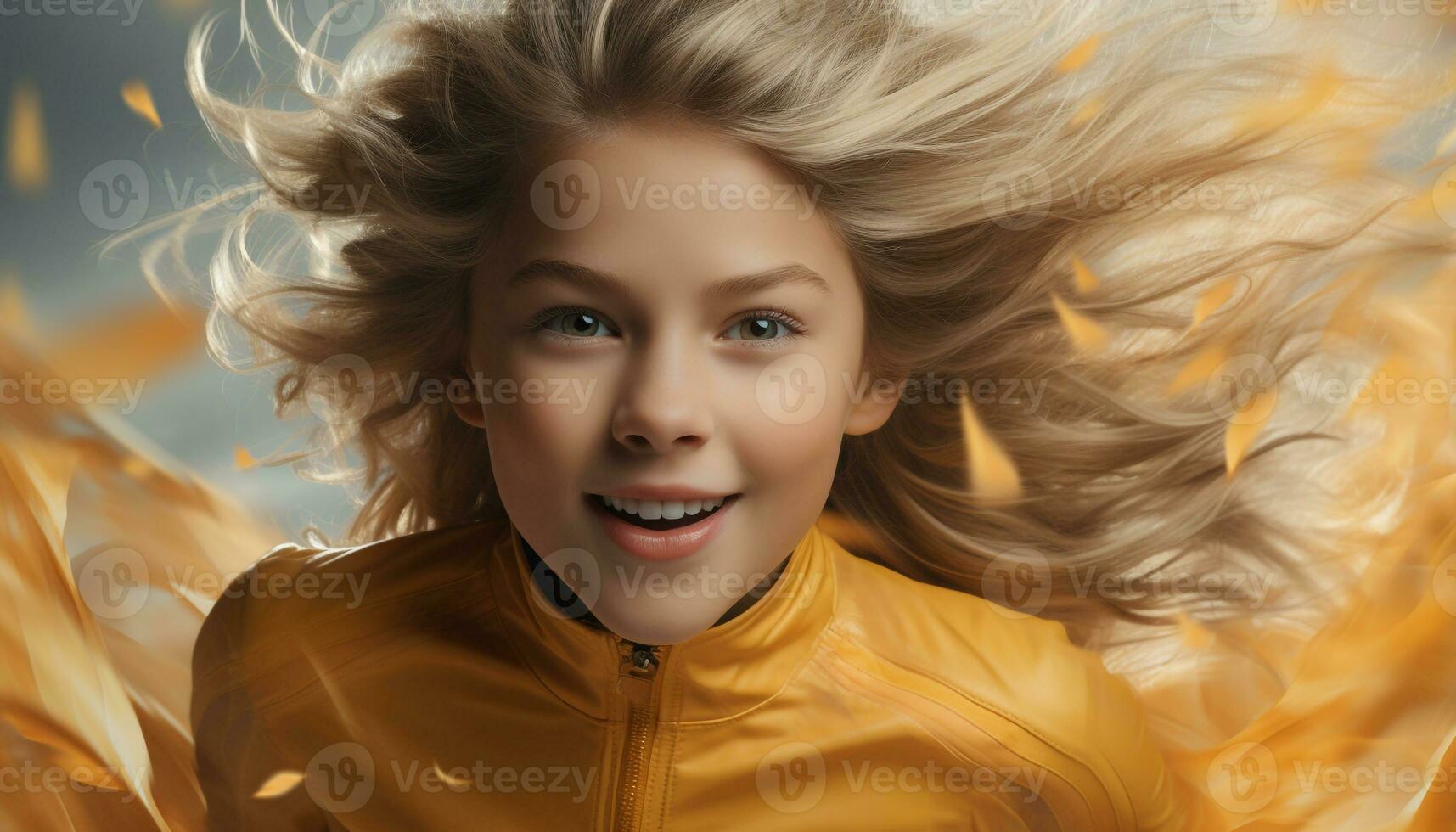 AI generated Smiling, cheerful woman enjoying nature beauty in autumn outdoors generated by AI photo