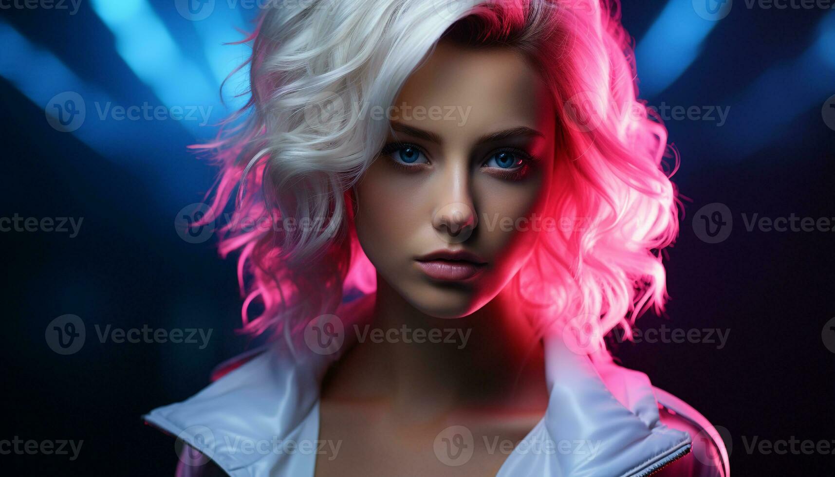 AI generated Beautiful woman with long blond hair looking at camera generated by AI photo
