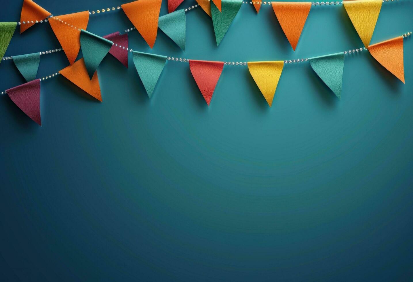 AI generated colorful bunting on blue background photo
