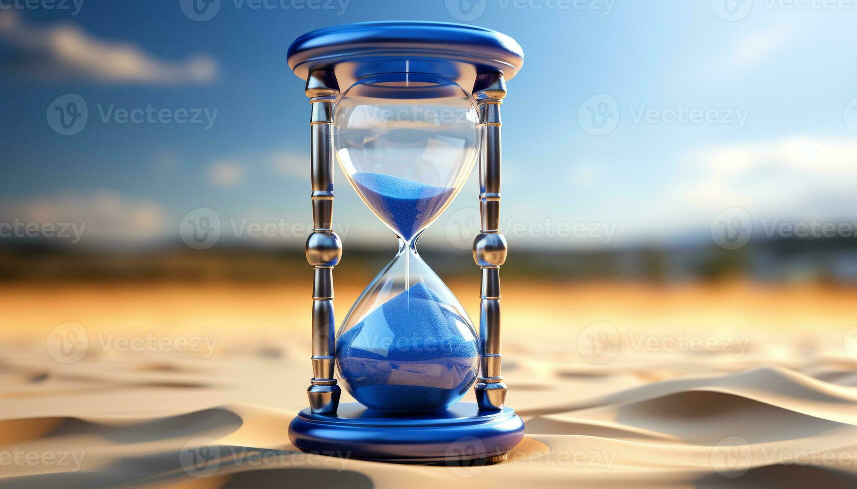 AI generated Time flowing like sand, nature countdown to sunset generated by AI photo