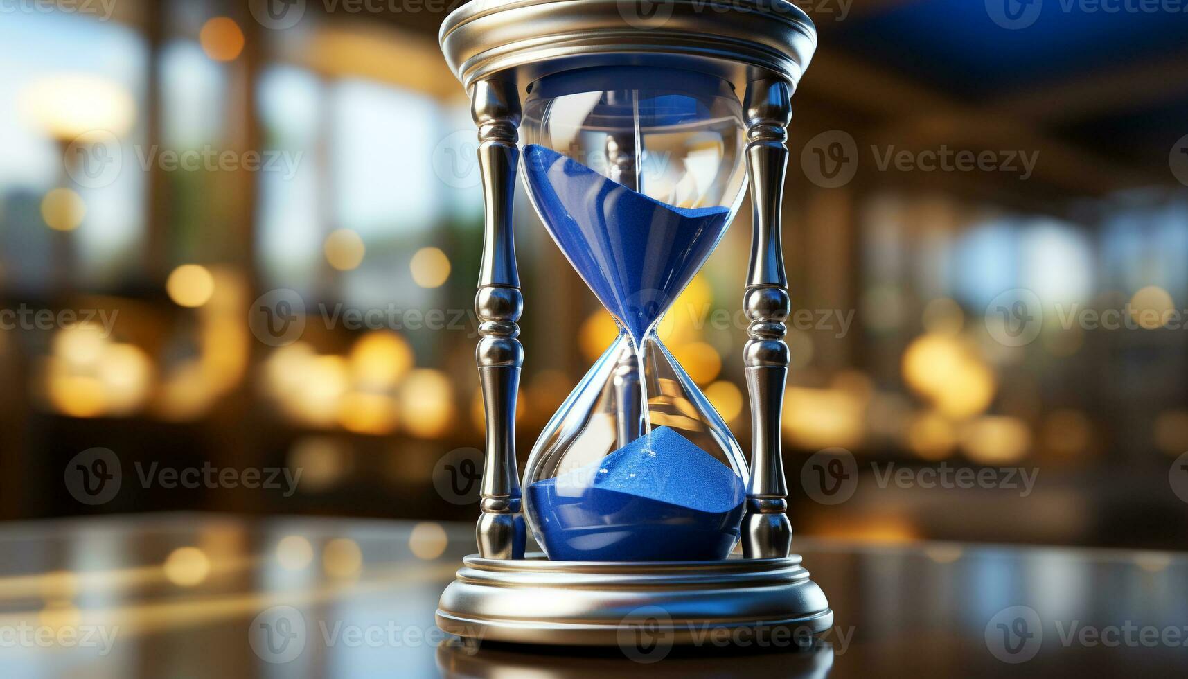 AI generated Time flows like sand in an antique hourglass generated by AI photo