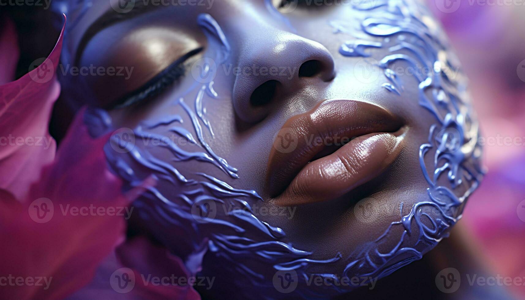 AI generated Beautiful woman with closed eyes, glowing skin, and elegance generated by AI photo