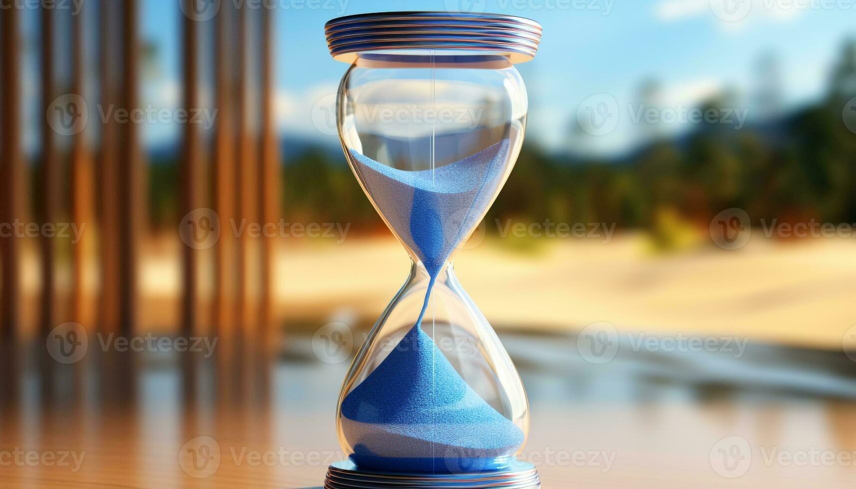 AI generated Time flowing like sand in an hourglass, counting down to deadline generated by AI photo