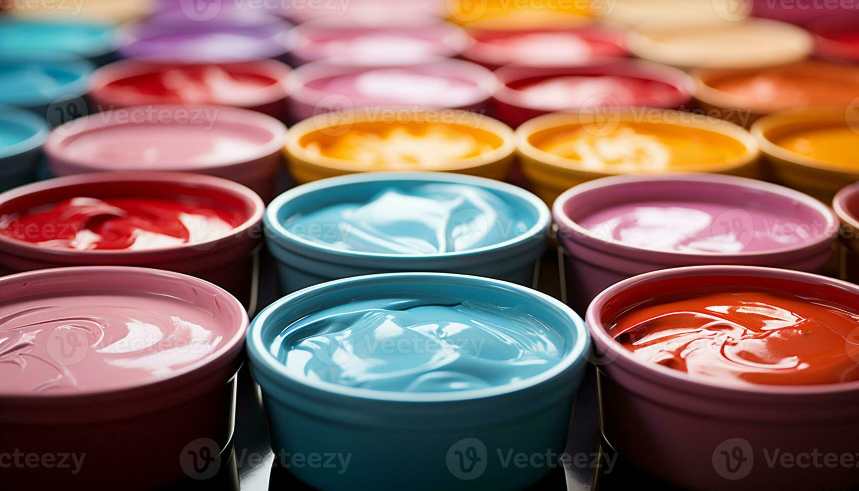 AI generated Vibrant colors in a paint can create beautiful abstract patterns generated by AI photo